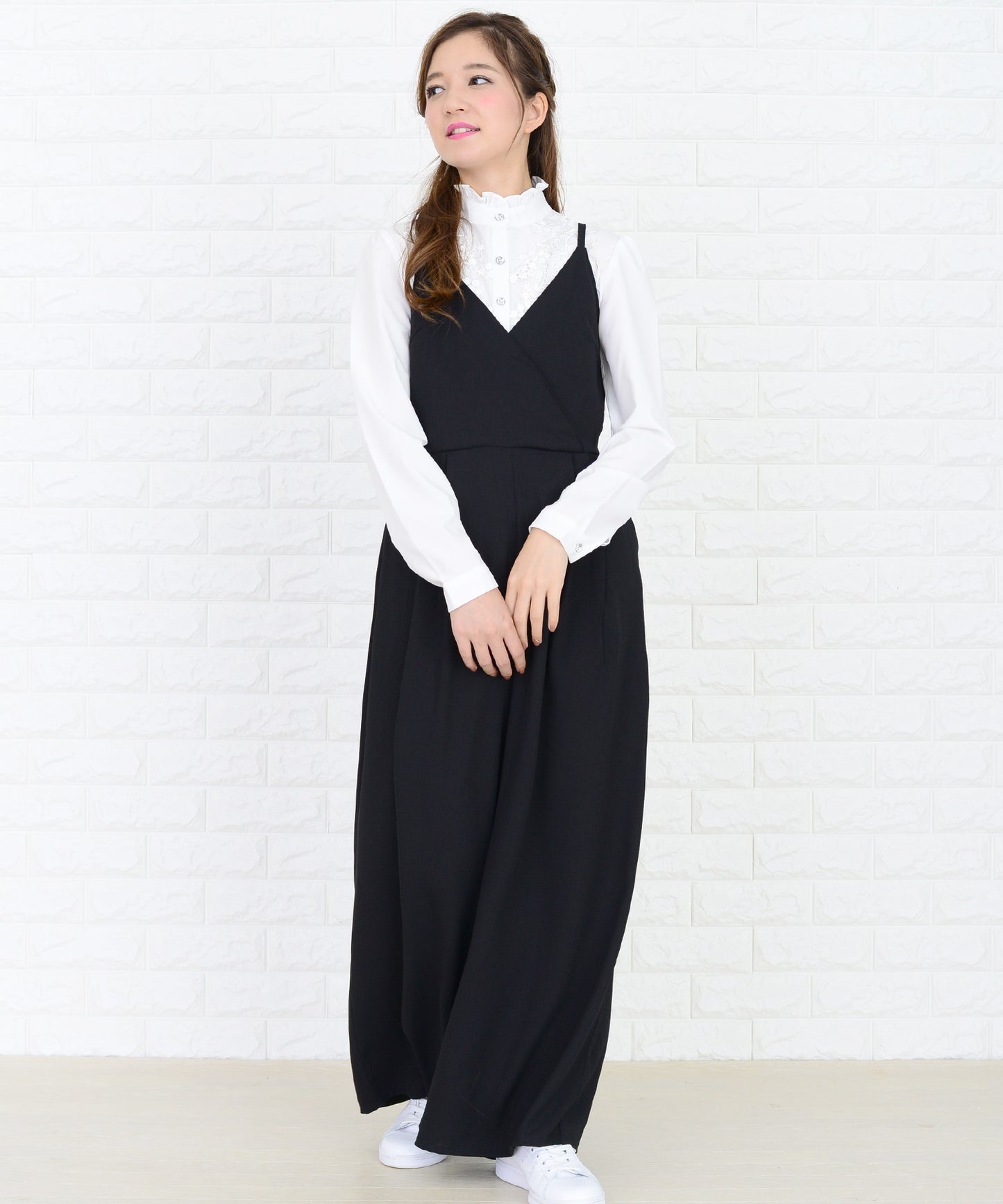 カシュクール風ゆったりワイドパンツサロペット オールインワン・パンツ