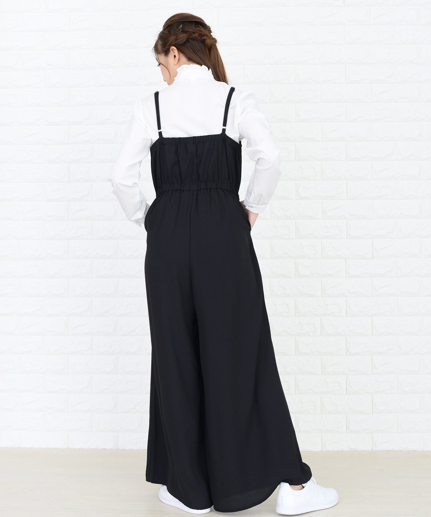 カシュクール風ゆったりワイドパンツサロペット オールインワン・パンツ