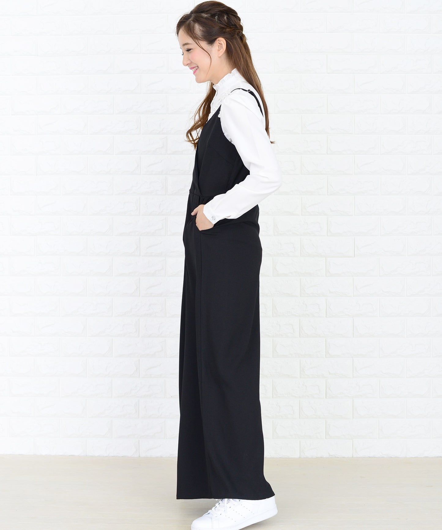 カシュクール風ゆったりワイドパンツサロペット オールインワン・パンツ