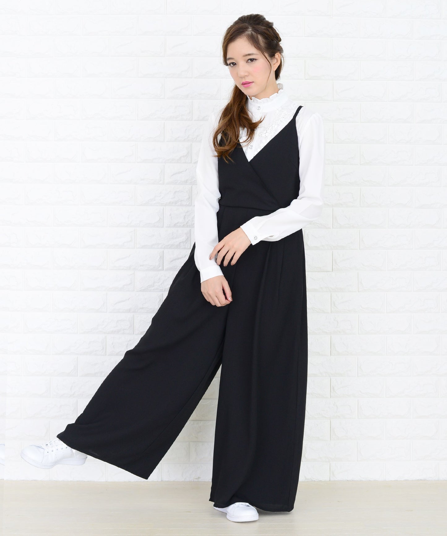 カシュクール風ゆったりワイドパンツサロペット オールインワン・パンツ