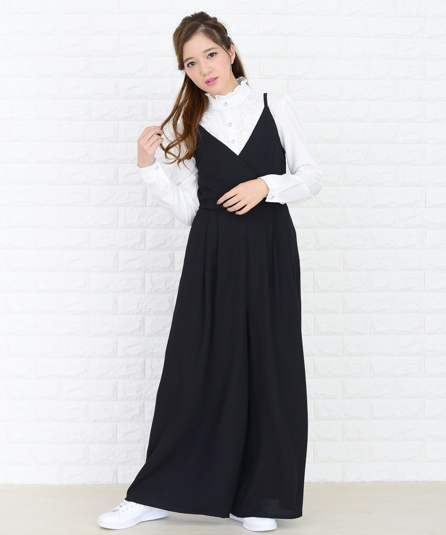 カシュクール風ゆったりワイドパンツサロペット オールインワン・パンツ
