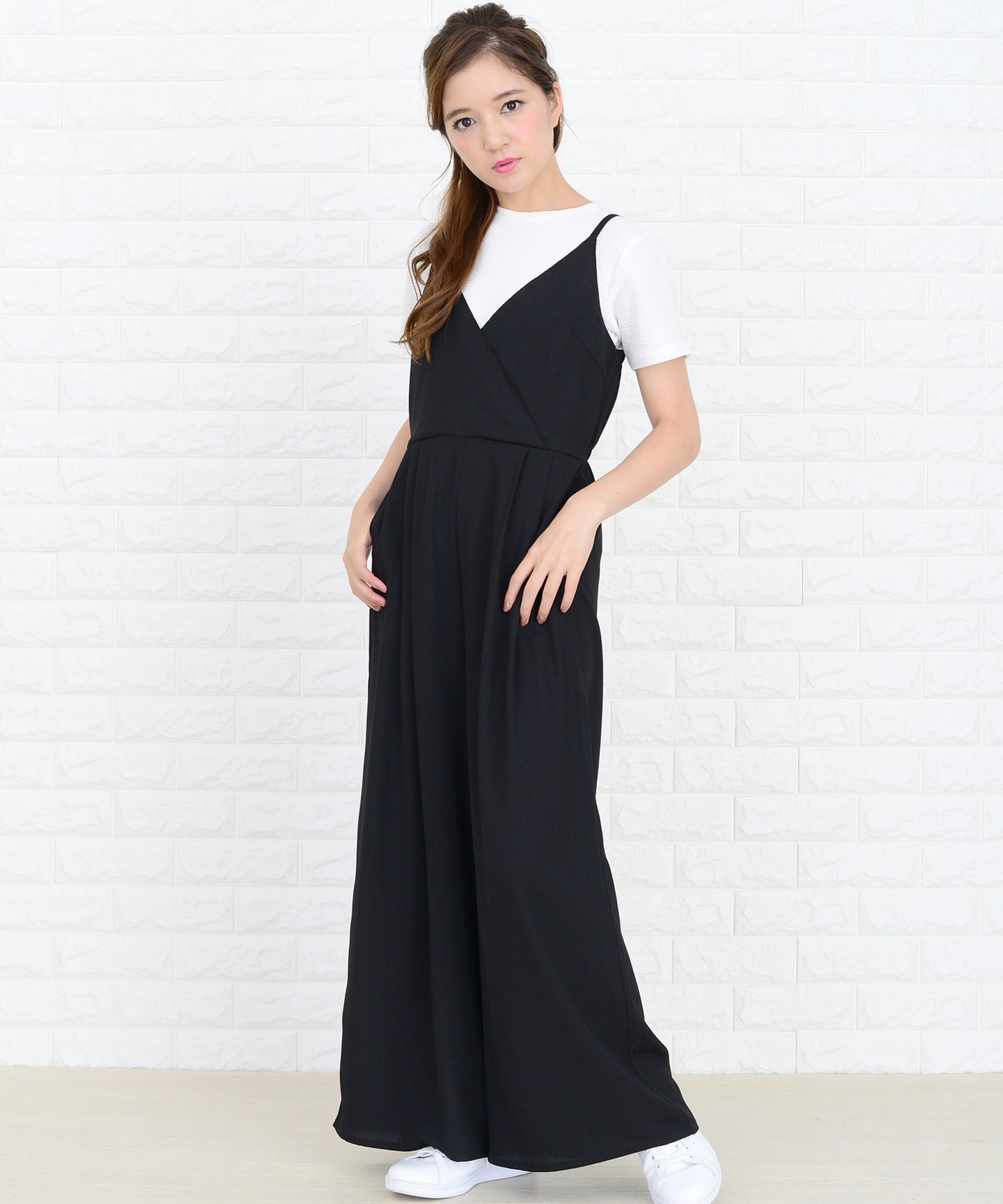 カシュクール風ゆったりワイドパンツサロペット オールインワン・パンツ