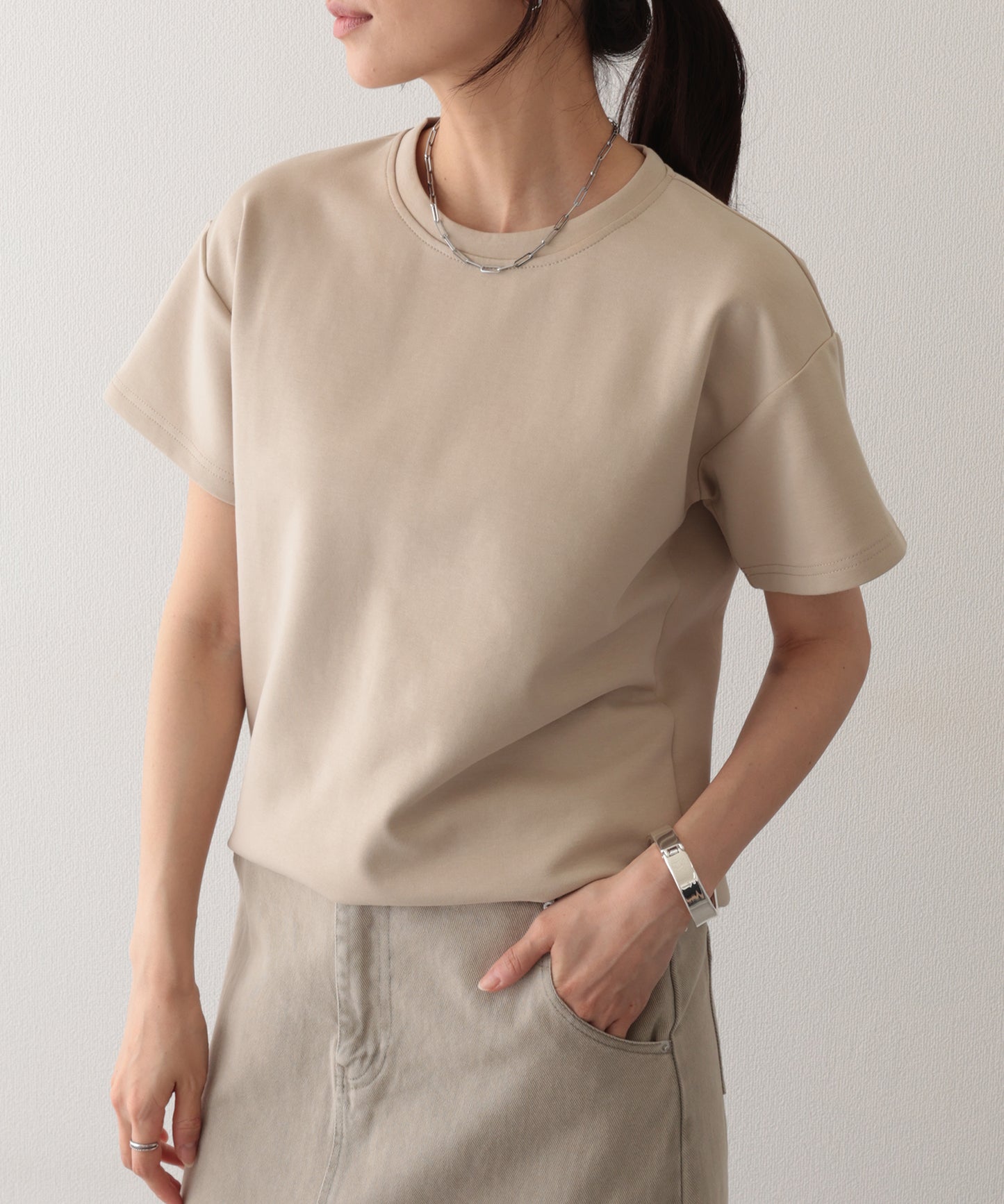 ソリッドカラー クルーネック 半袖 ベーシック Tシャツ