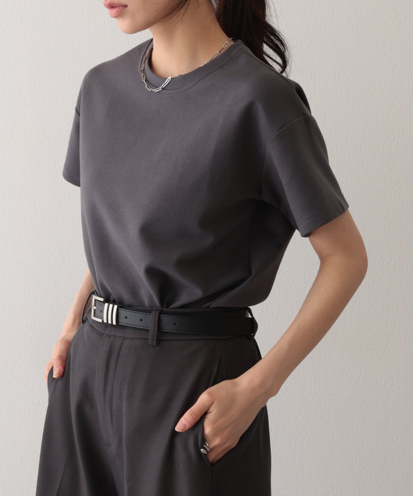 ソリッドカラー クルーネック 半袖 ベーシック Tシャツ