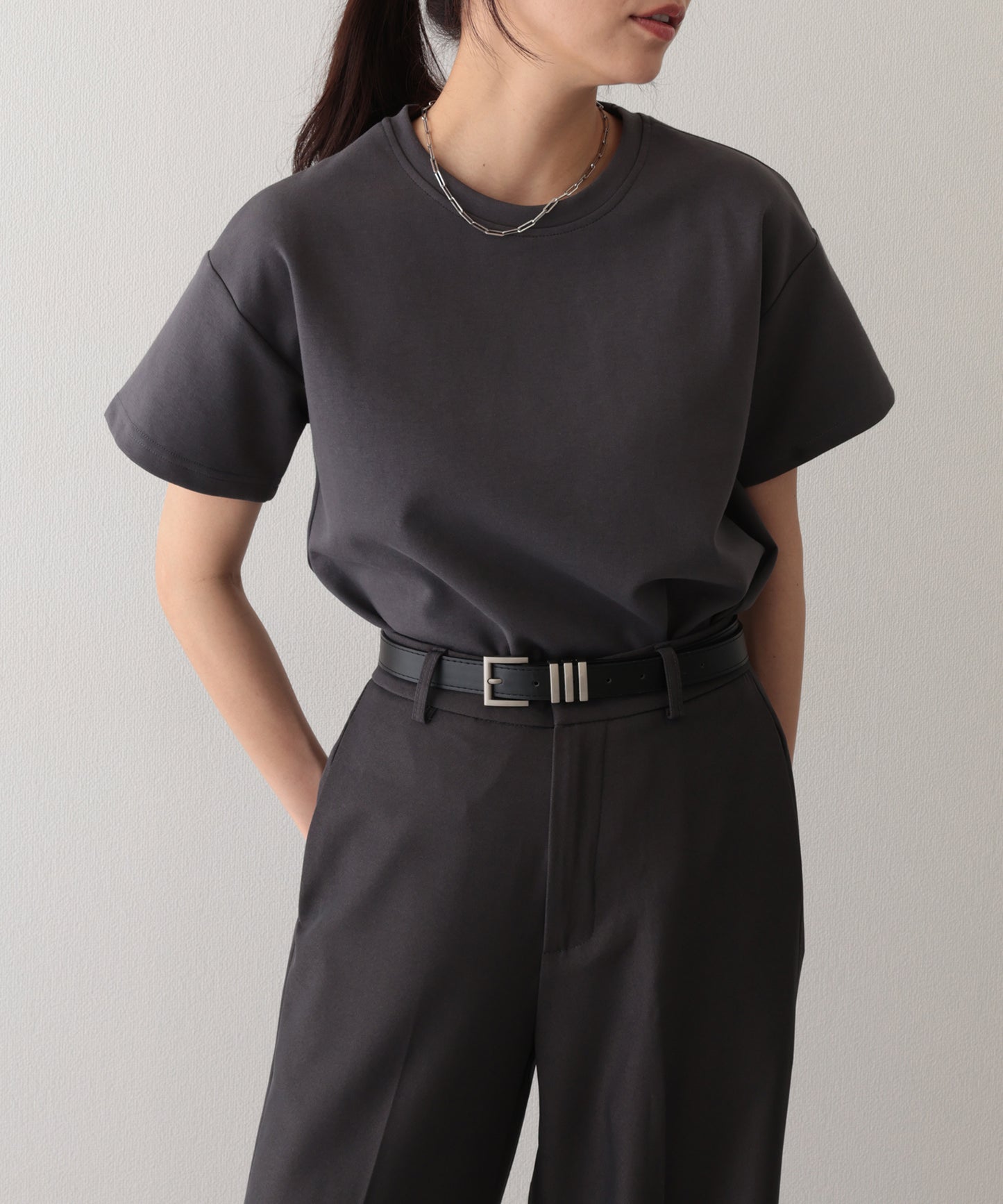 ソリッドカラー クルーネック 半袖 ベーシック Tシャツ