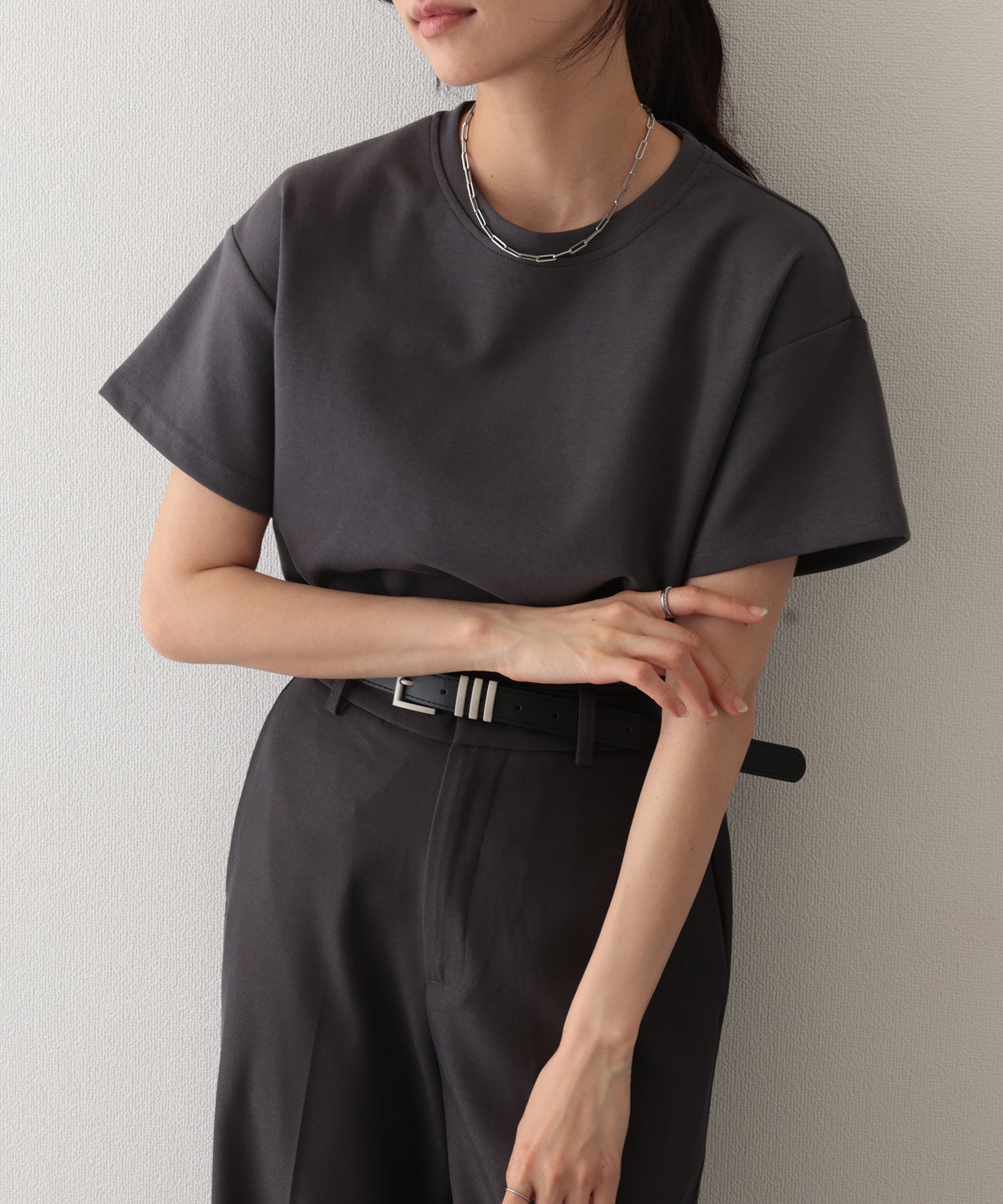 ソリッドカラー クルーネック 半袖 ベーシック Tシャツ