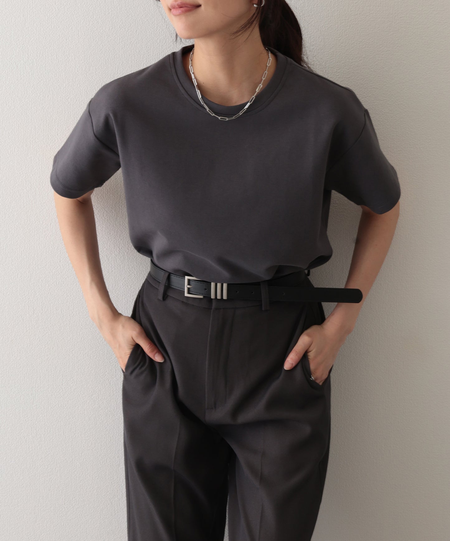 ソリッドカラー クルーネック 半袖 ベーシック Tシャツ