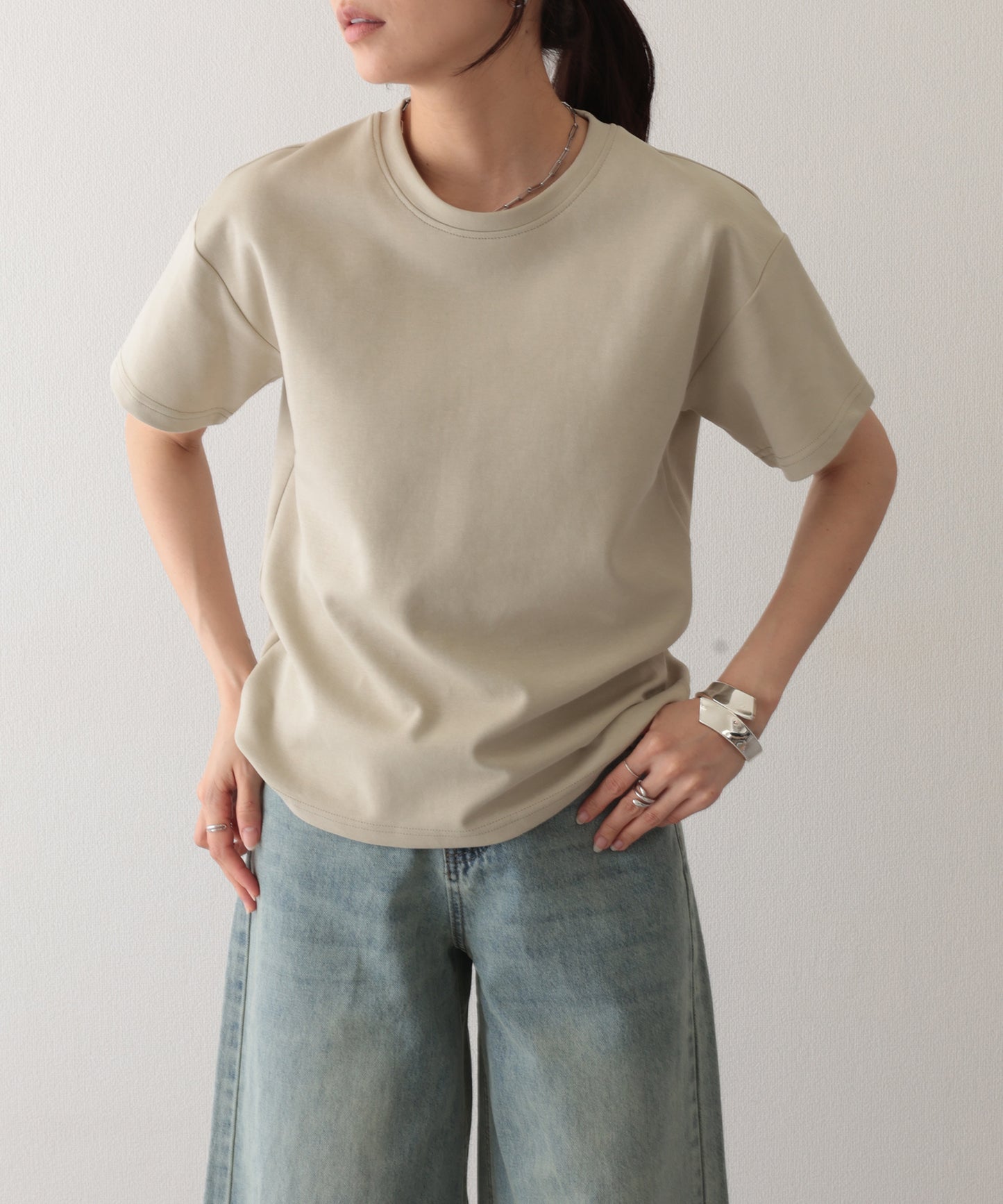 ソリッドカラー クルーネック 半袖 ベーシック Tシャツ