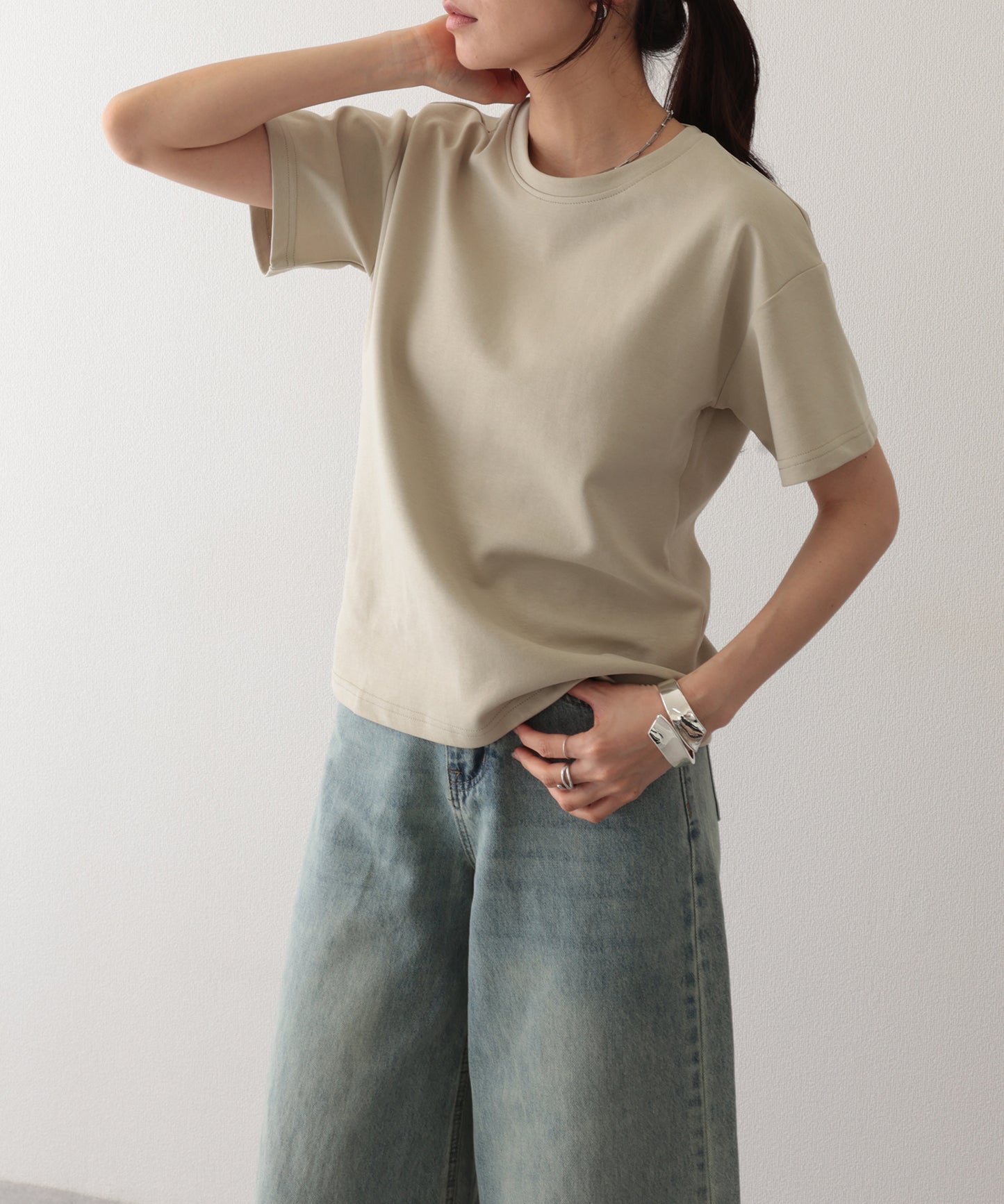 ソリッドカラー クルーネック 半袖 ベーシック Tシャツ