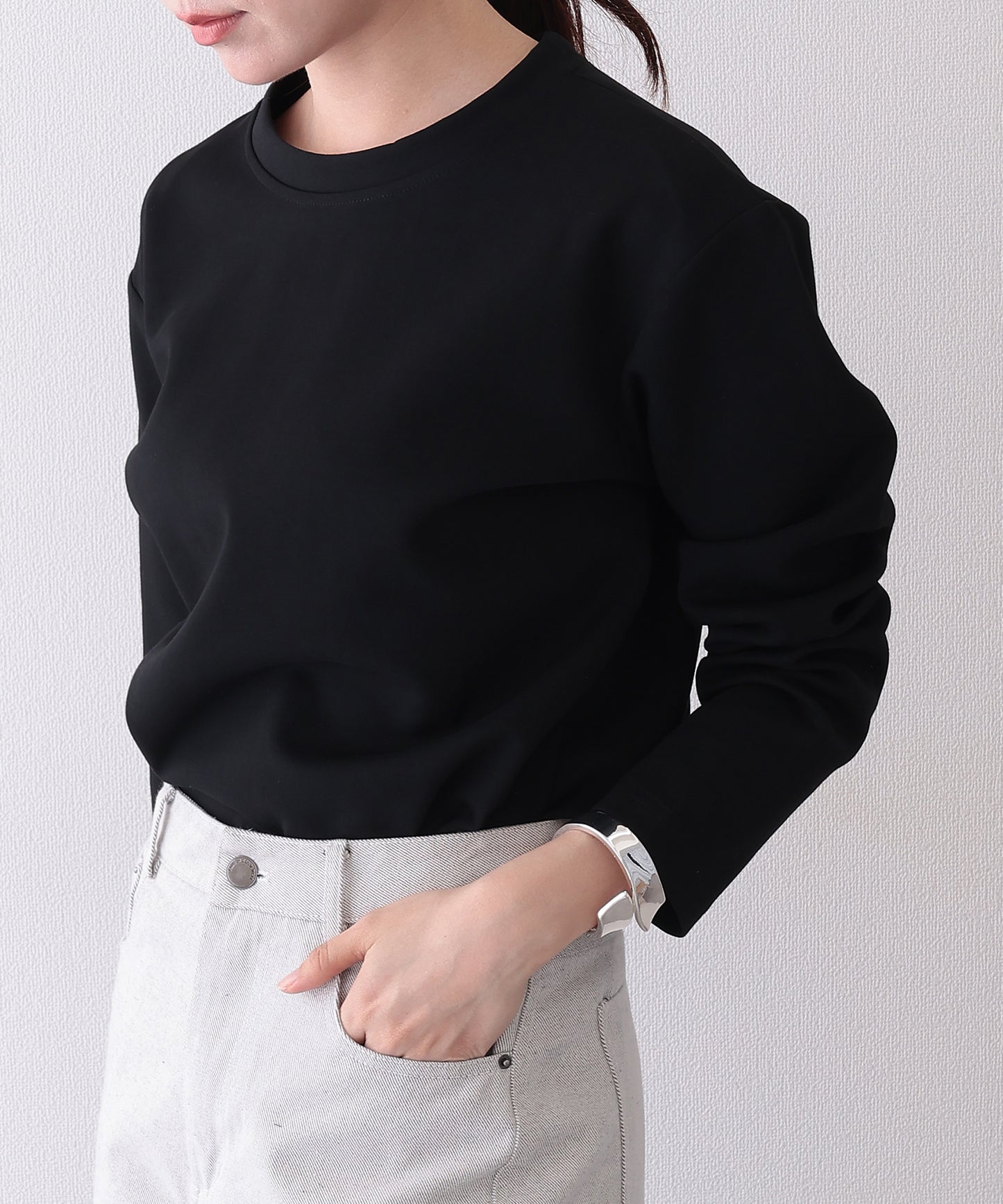 ソリッドカラー クルーネック 長袖 ベーシック Tシャツ