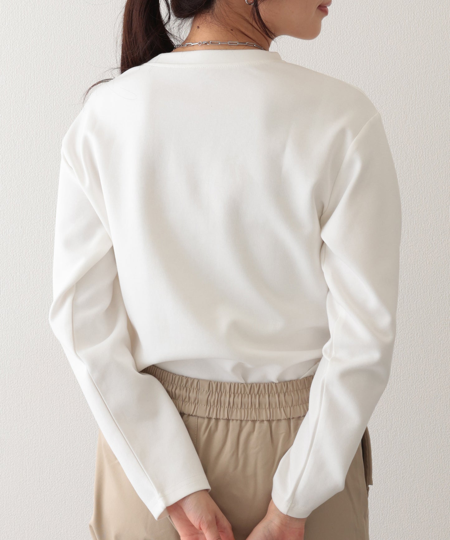 ソリッドカラー クルーネック 長袖 ベーシック Tシャツ