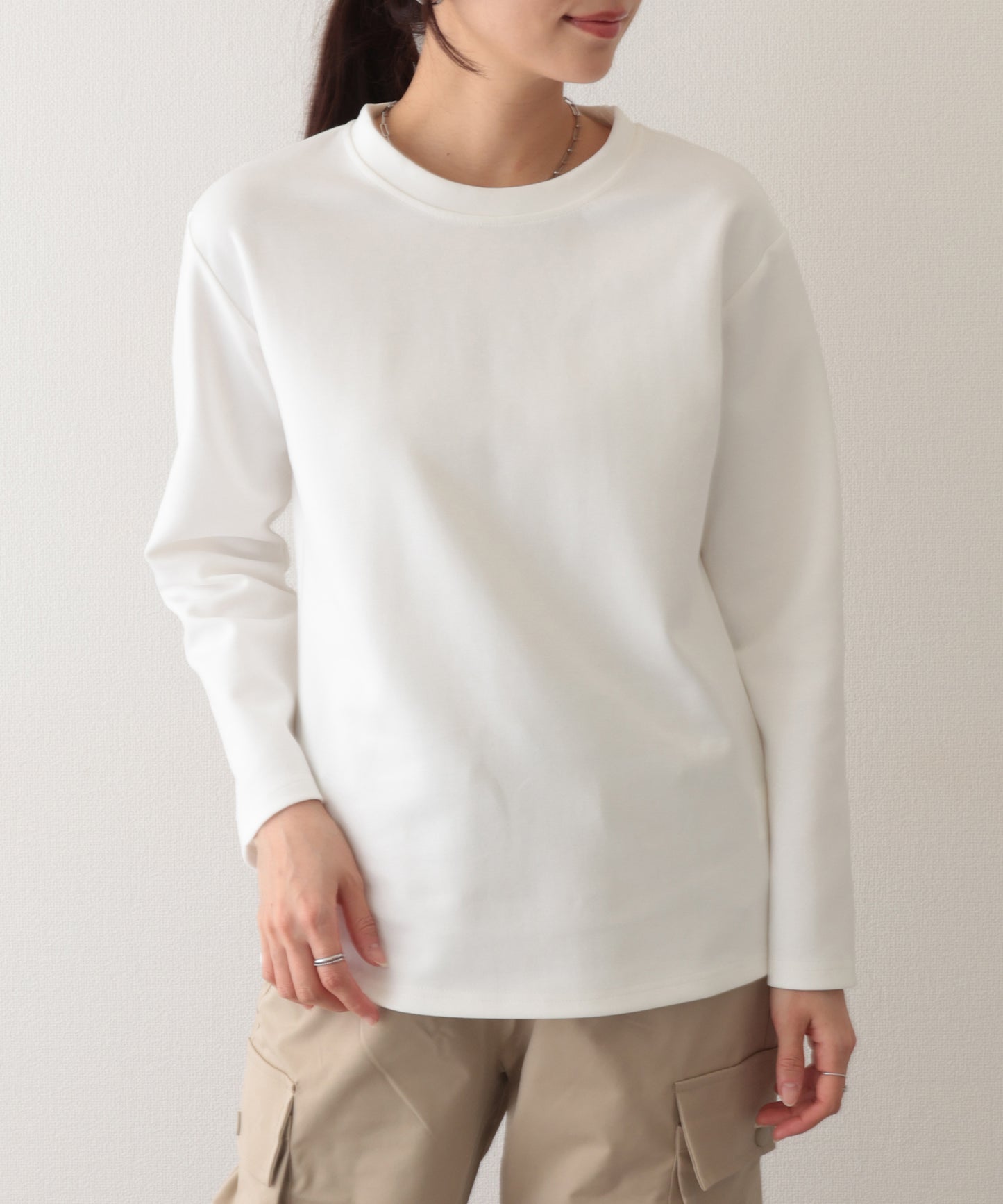 ソリッドカラー クルーネック 長袖 ベーシック Tシャツ