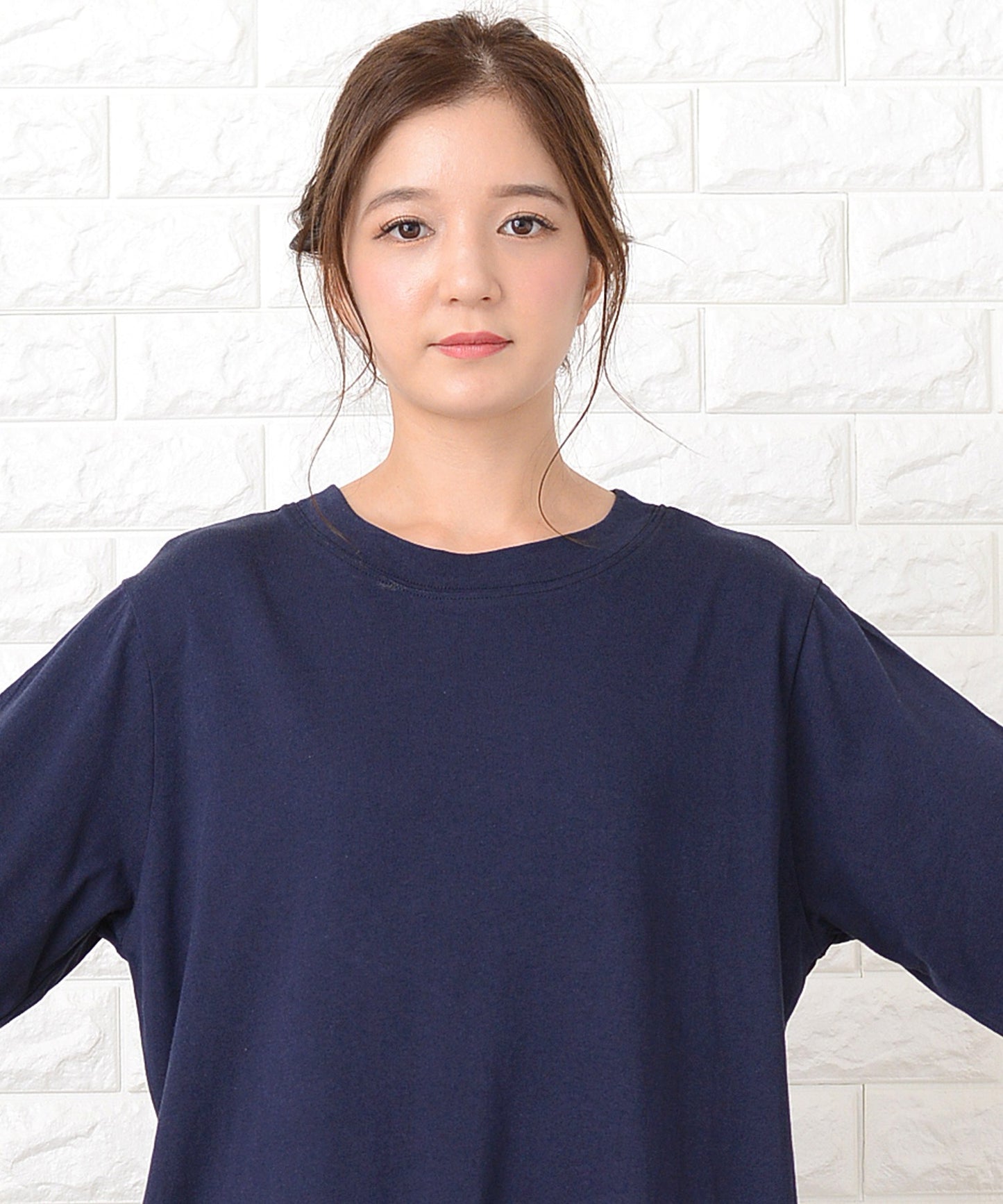 シンプル無地半袖ロングTシャツワンピース