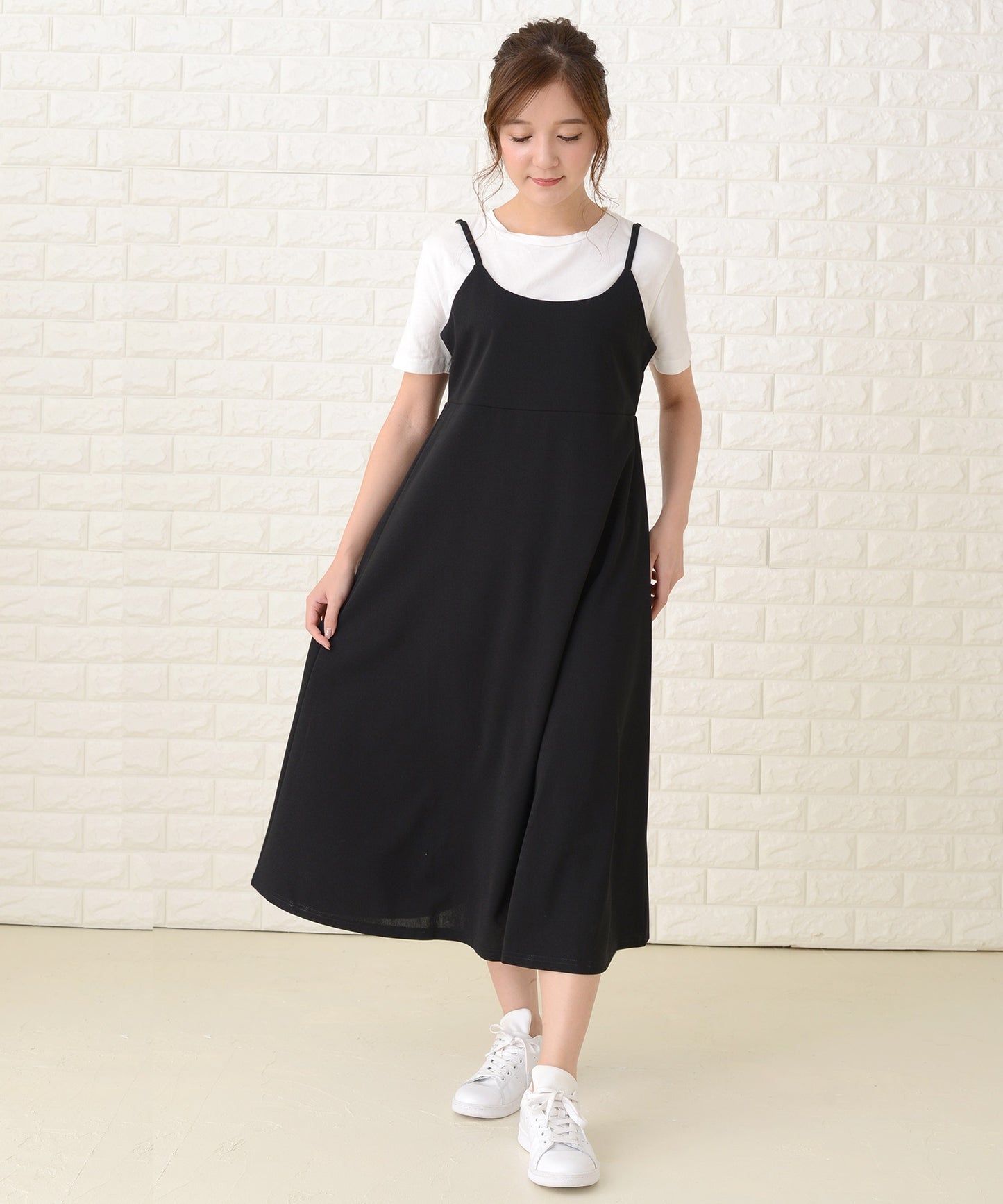 ノースリーブ ゆったりロングキャミワンピース