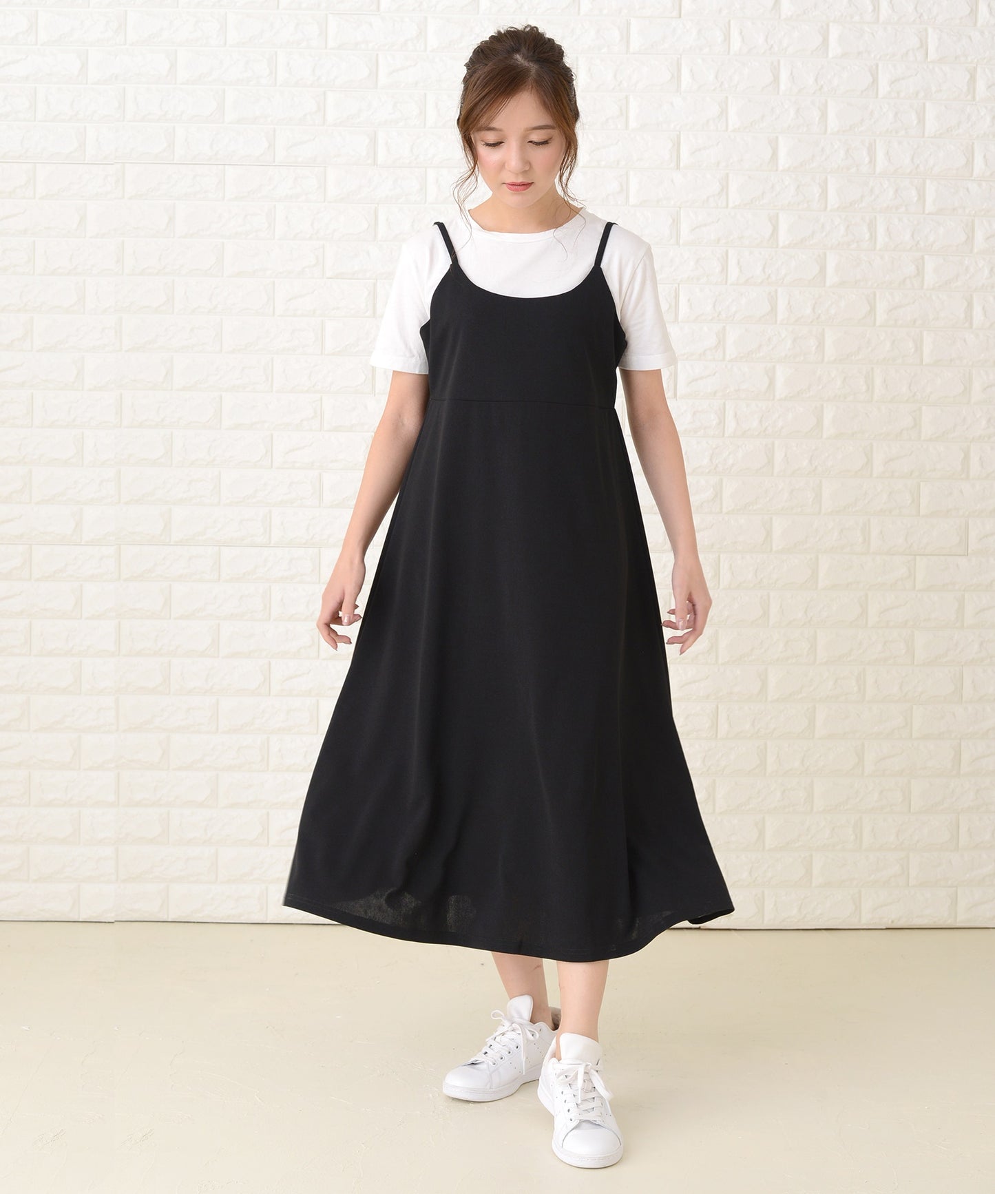 ノースリーブ ゆったりロングキャミワンピース