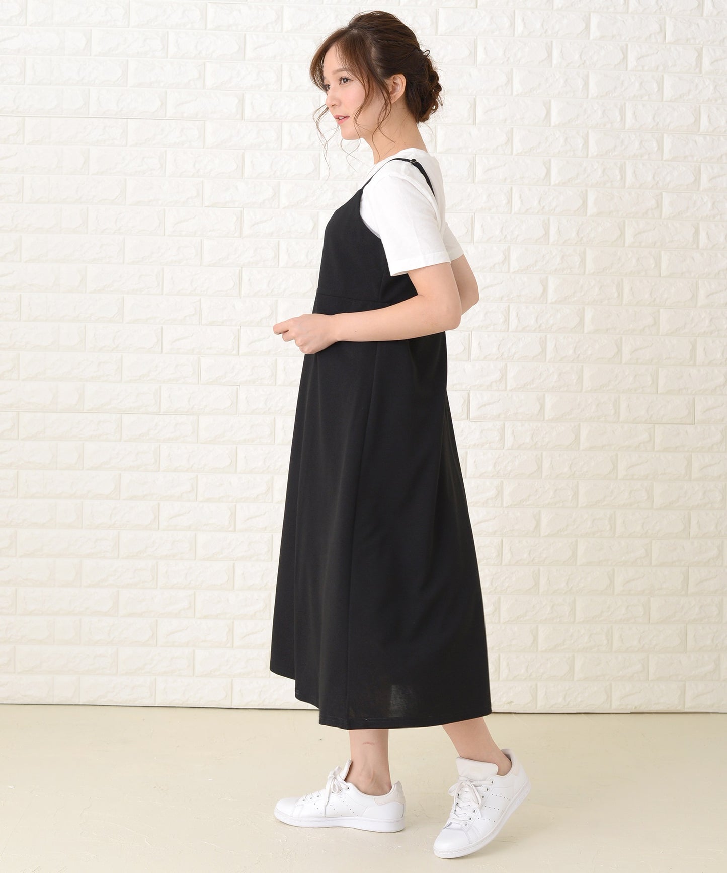 ノースリーブ ゆったりロングキャミワンピース