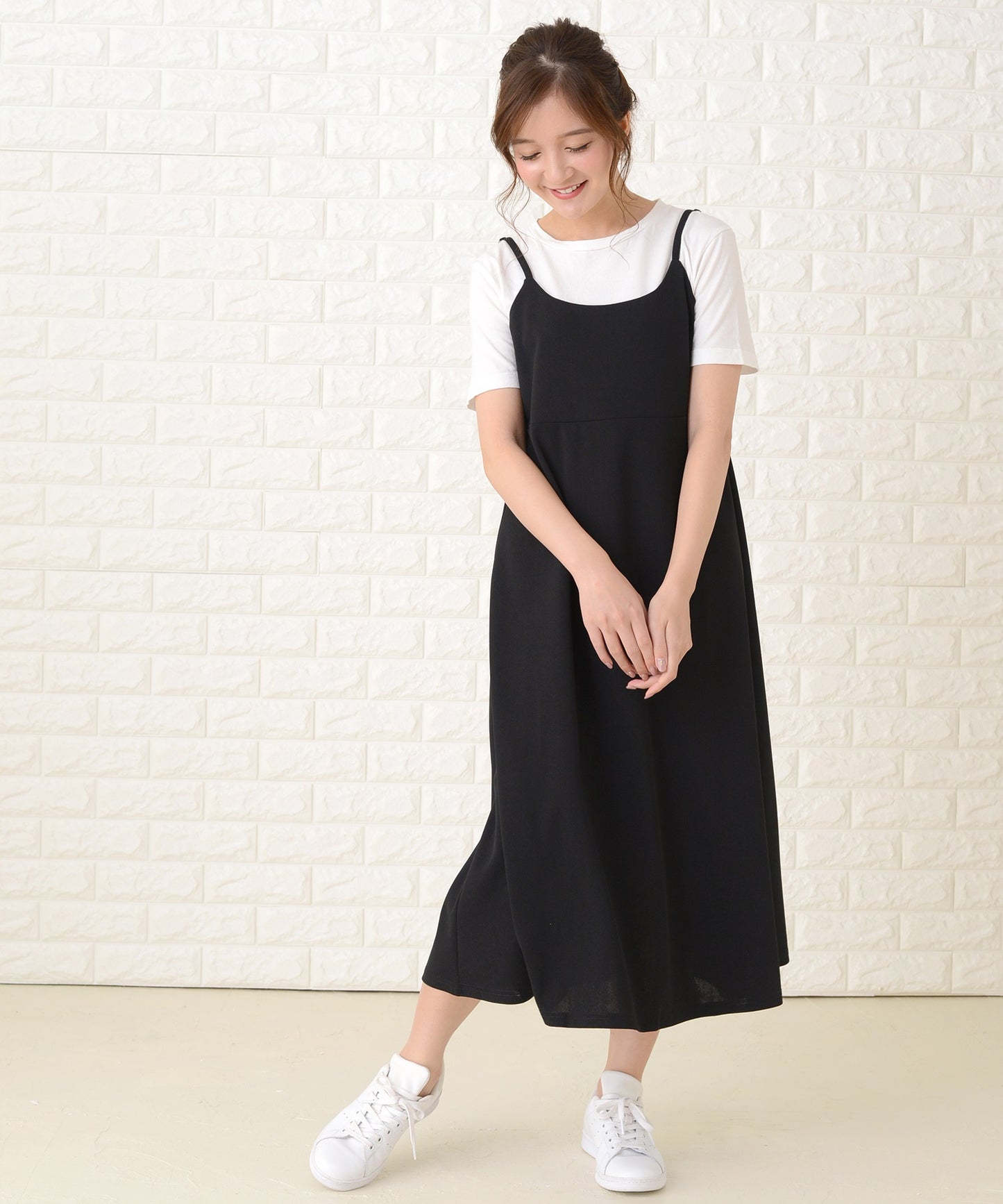 ノースリーブ ゆったりロングキャミワンピース