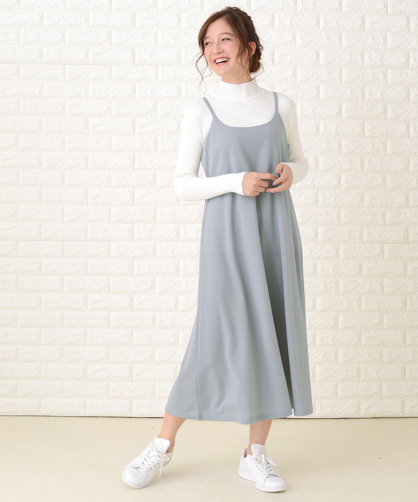 ノースリーブ ゆったりロングキャミワンピース