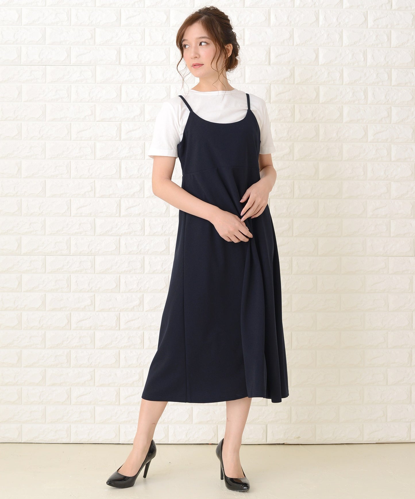 ノースリーブ ゆったりロングキャミワンピース