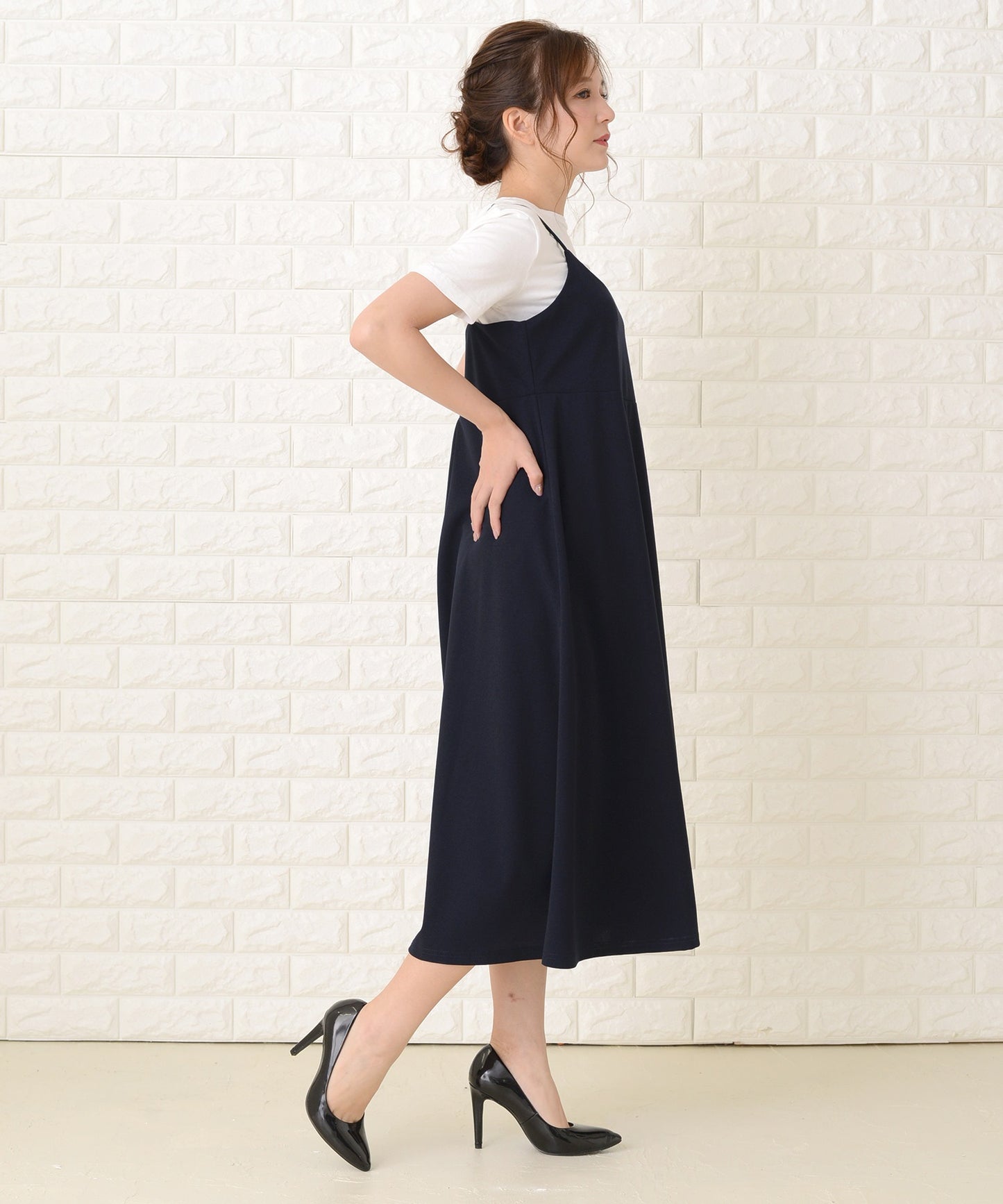 ノースリーブ ゆったりロングキャミワンピース