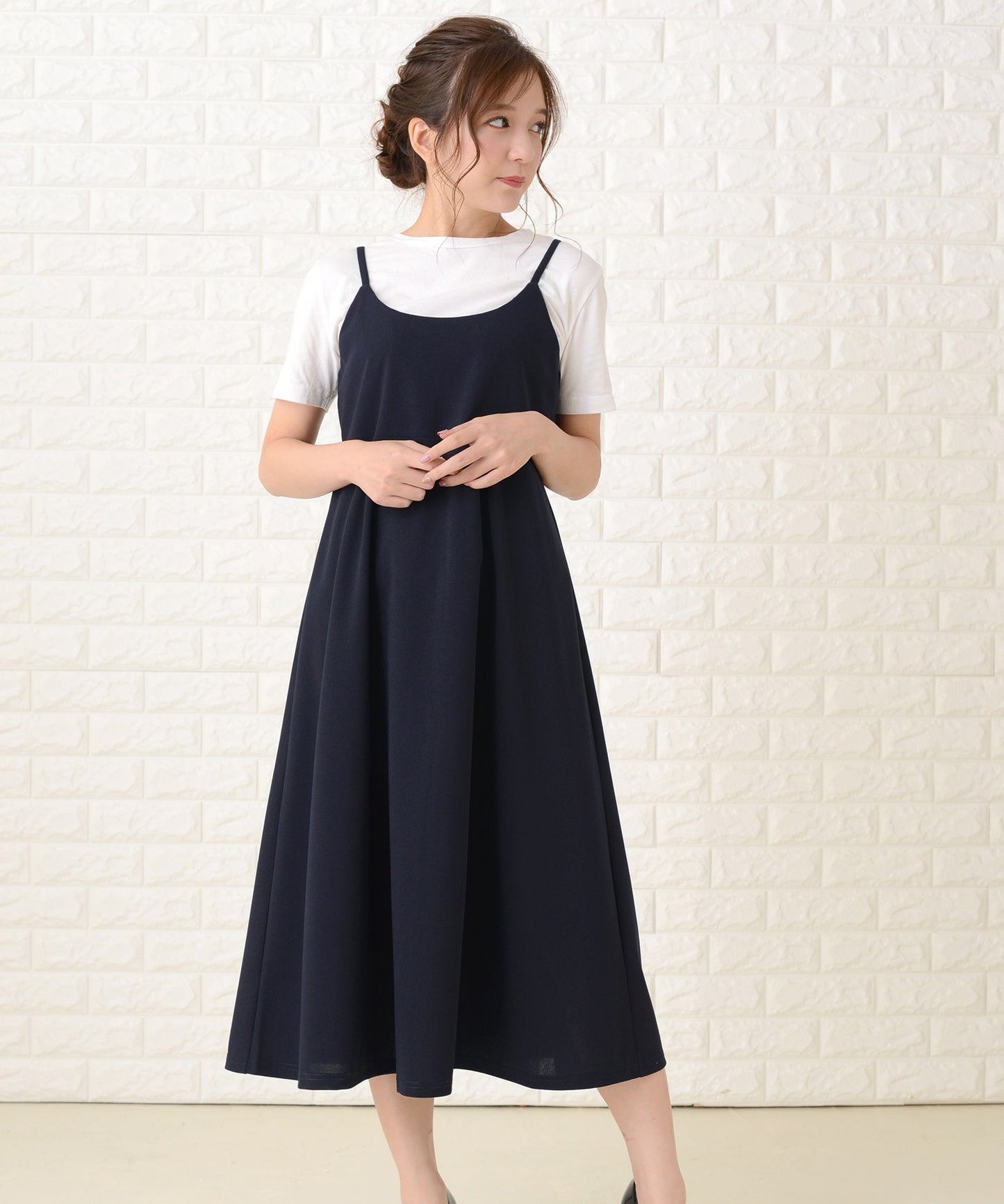 ノースリーブ ゆったりロングキャミワンピース