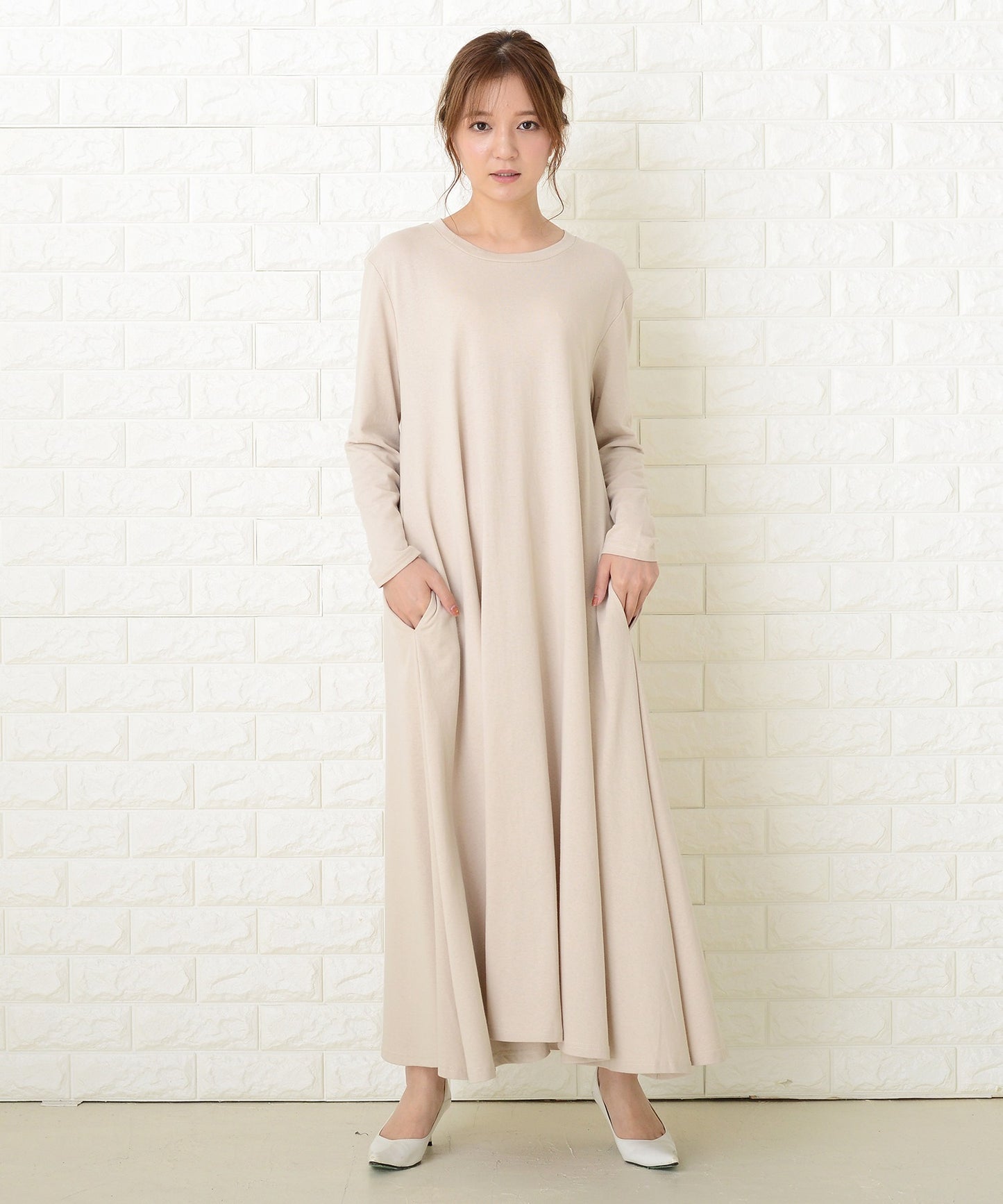 長袖ゆったりTシャツロングワンピース