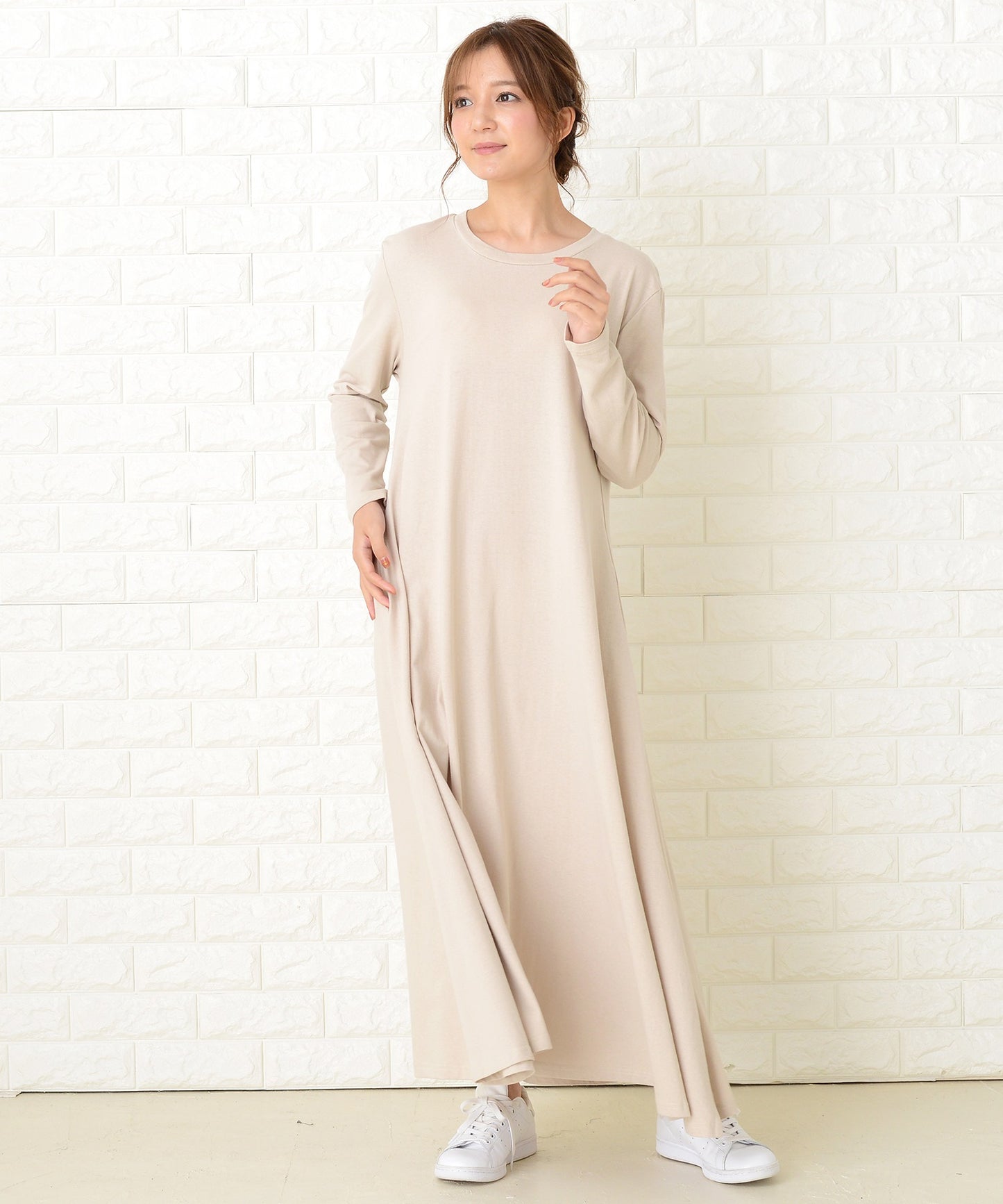 長袖ゆったりTシャツロングワンピース
