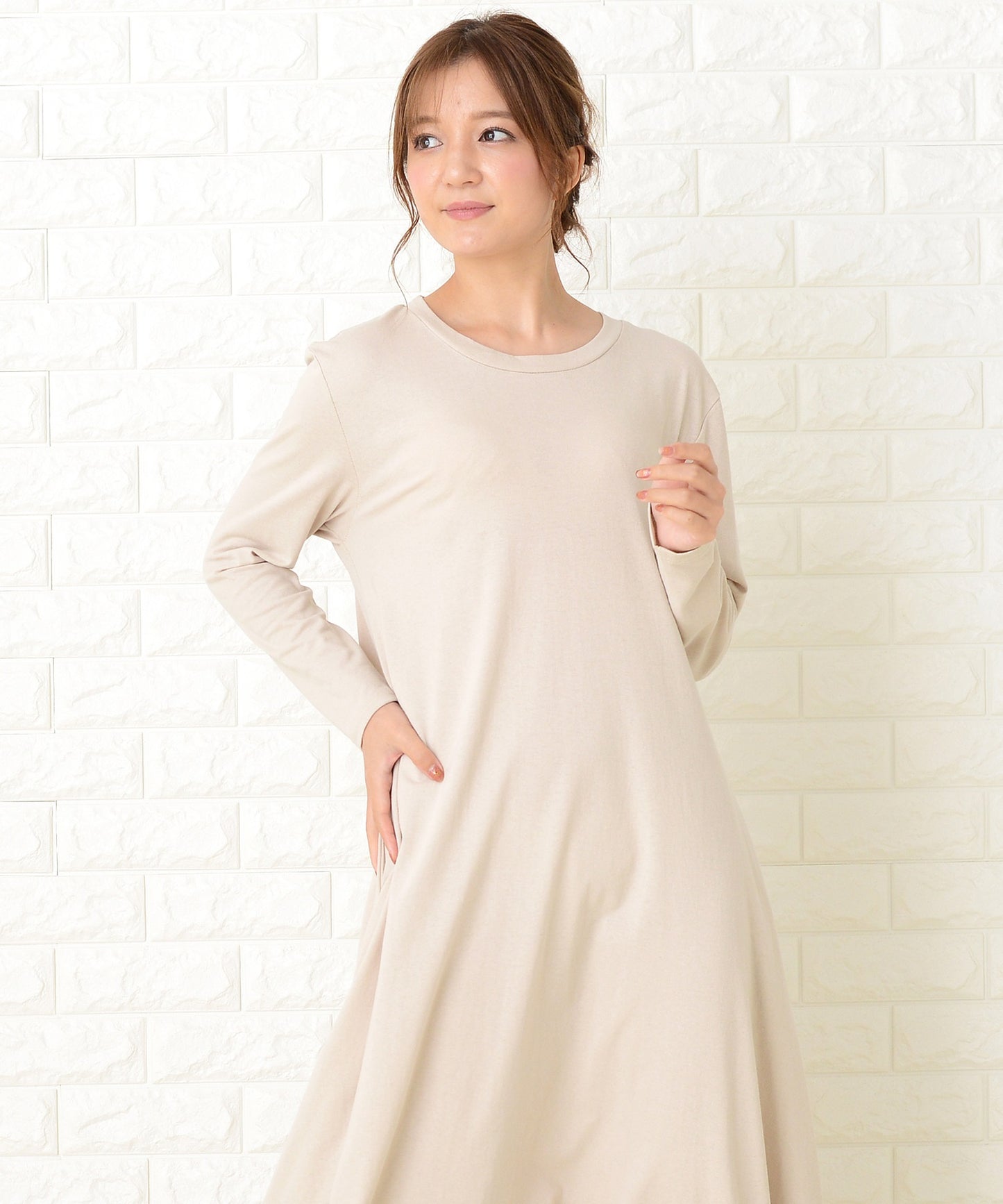 長袖ゆったりTシャツロングワンピース