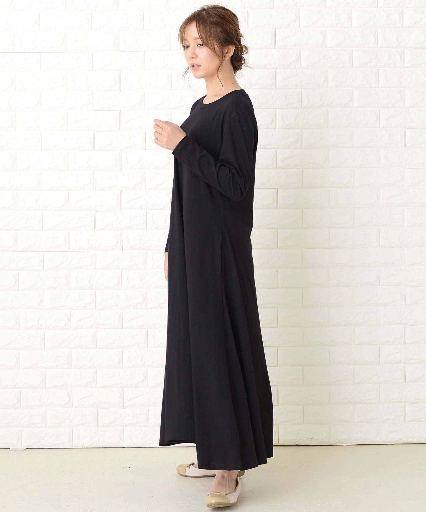 長袖ゆったりTシャツロングワンピース