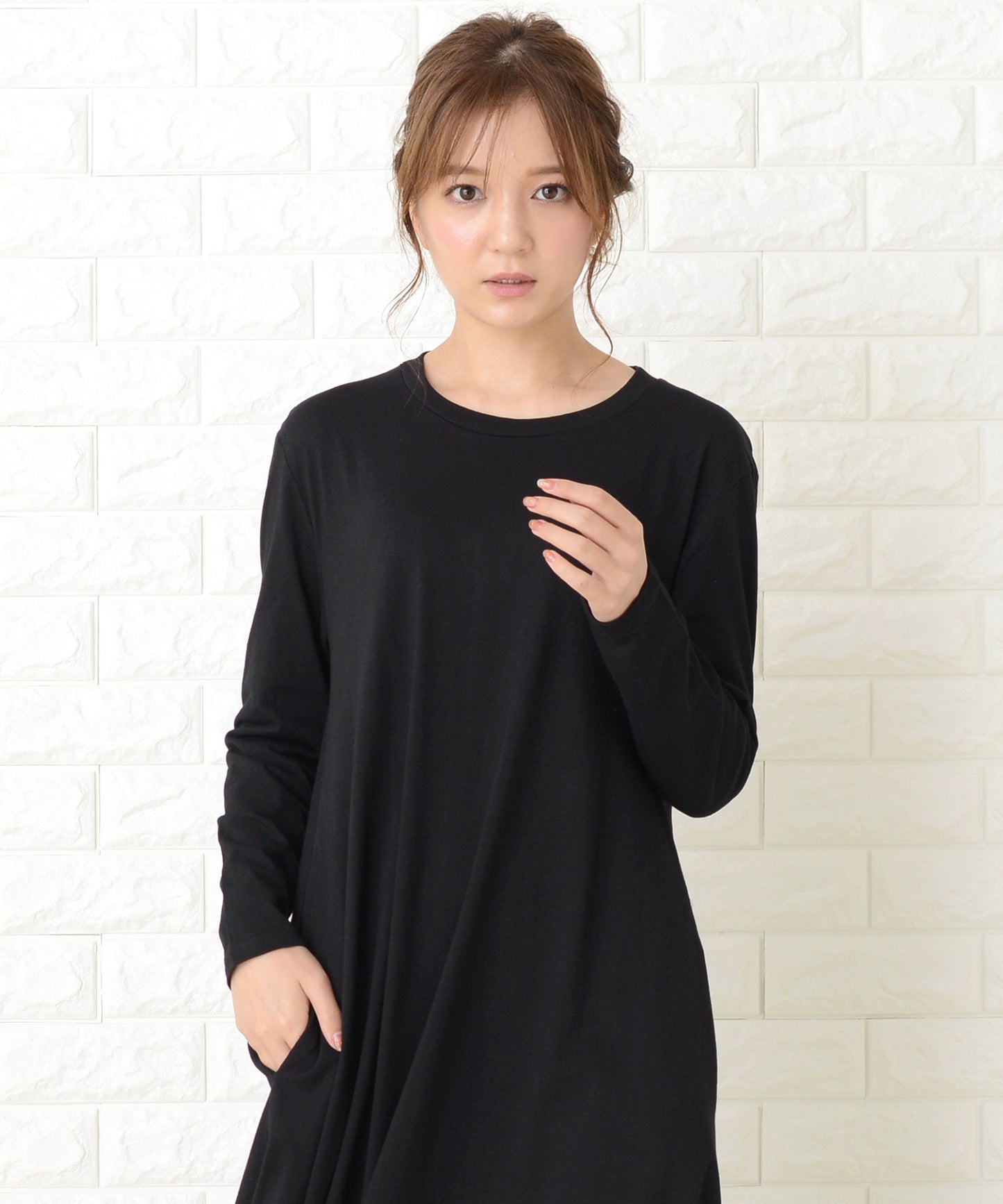 長袖ゆったりTシャツロングワンピース