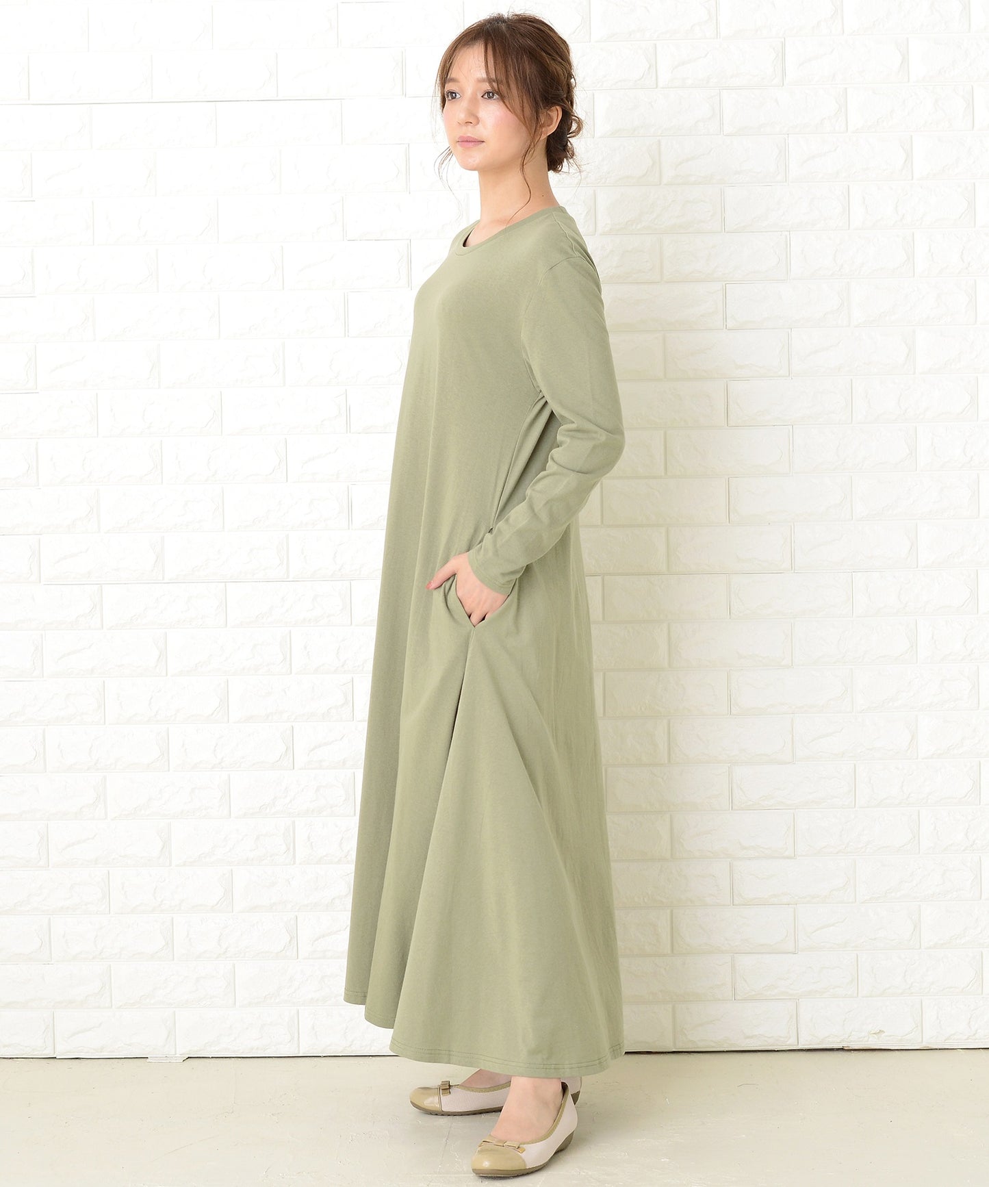 長袖ゆったりTシャツロングワンピース