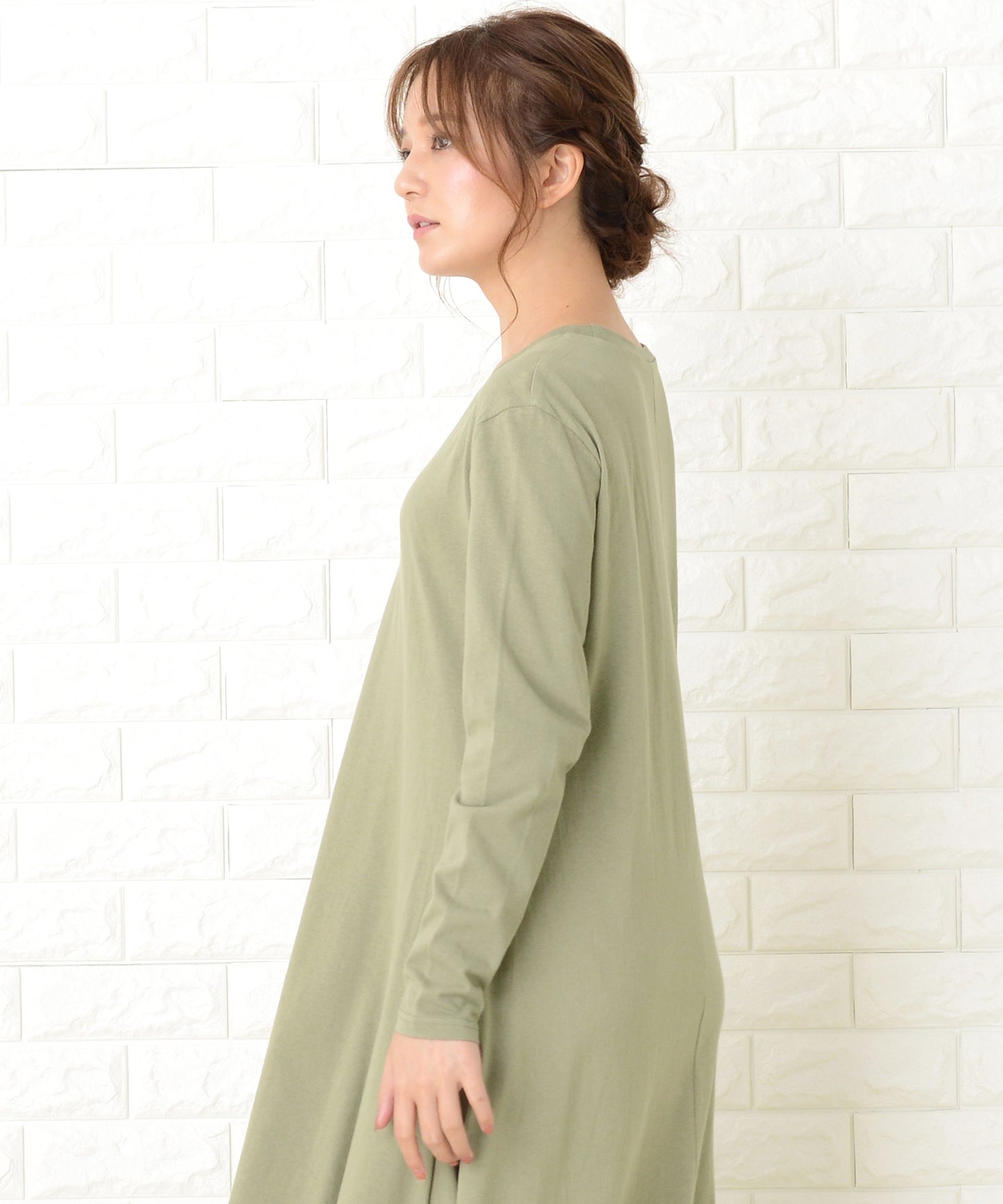 長袖ゆったりTシャツロングワンピース