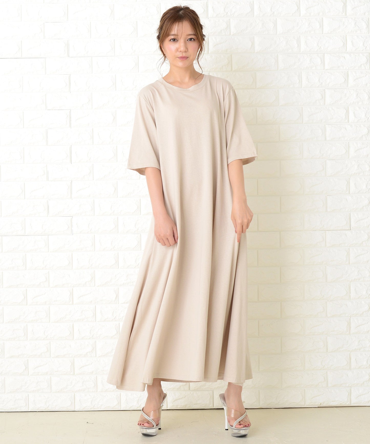 半袖ゆったりTシャツロングワンピース