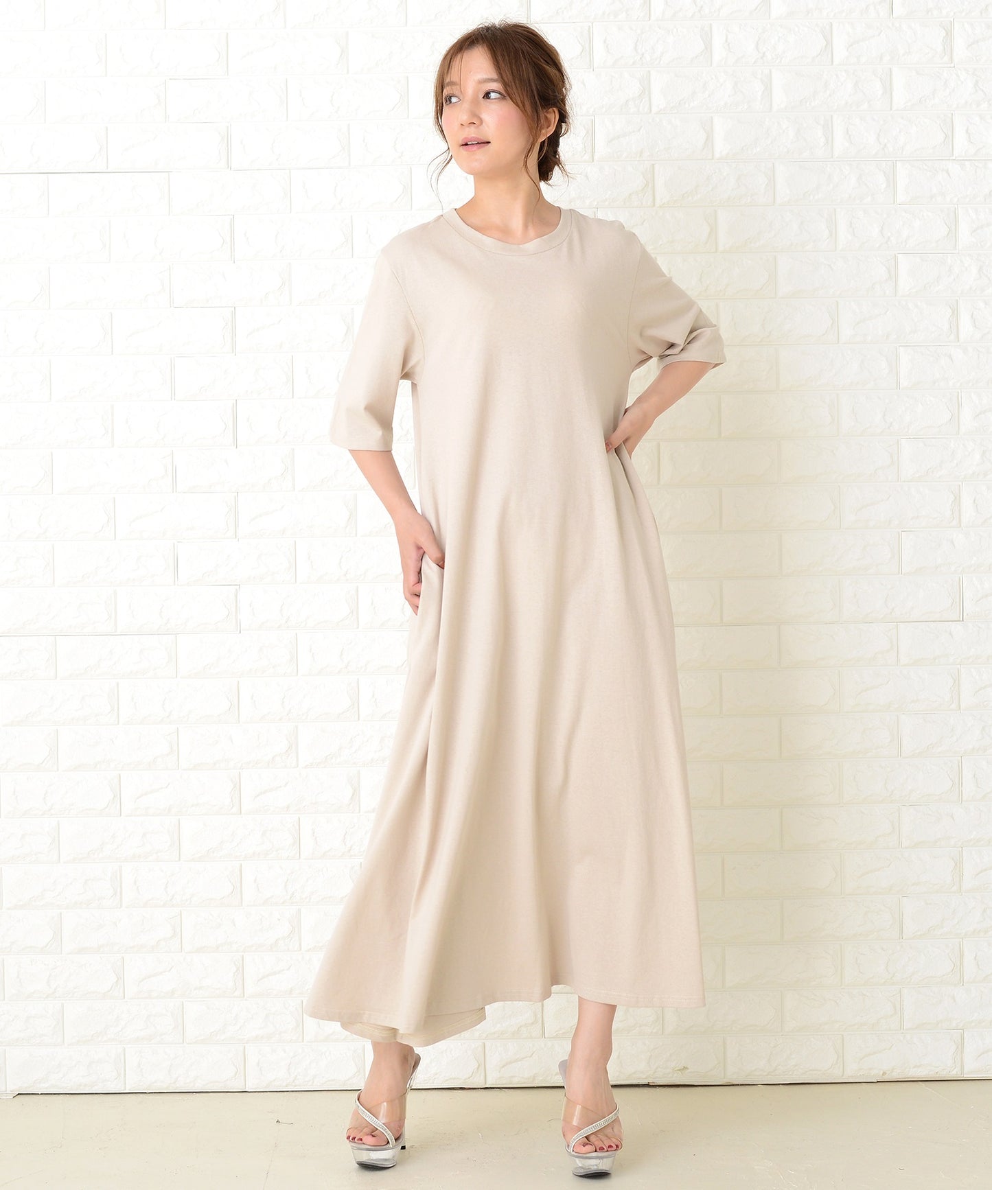 半袖ゆったりTシャツロングワンピース