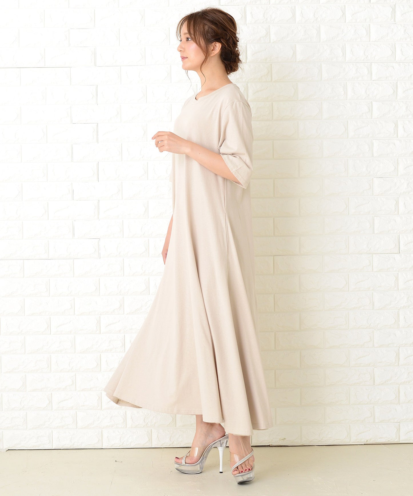半袖ゆったりTシャツロングワンピース