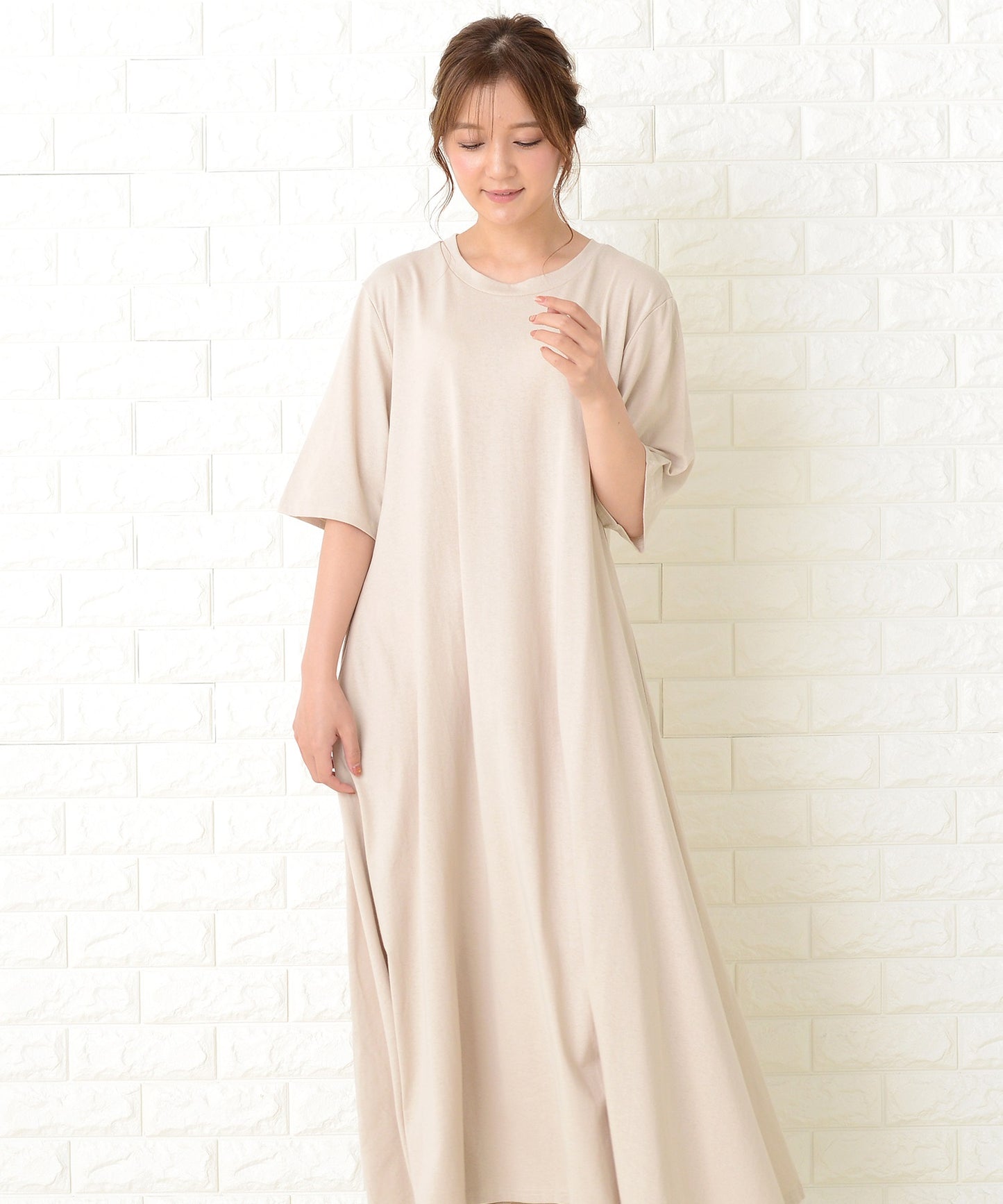 半袖ゆったりTシャツロングワンピース
