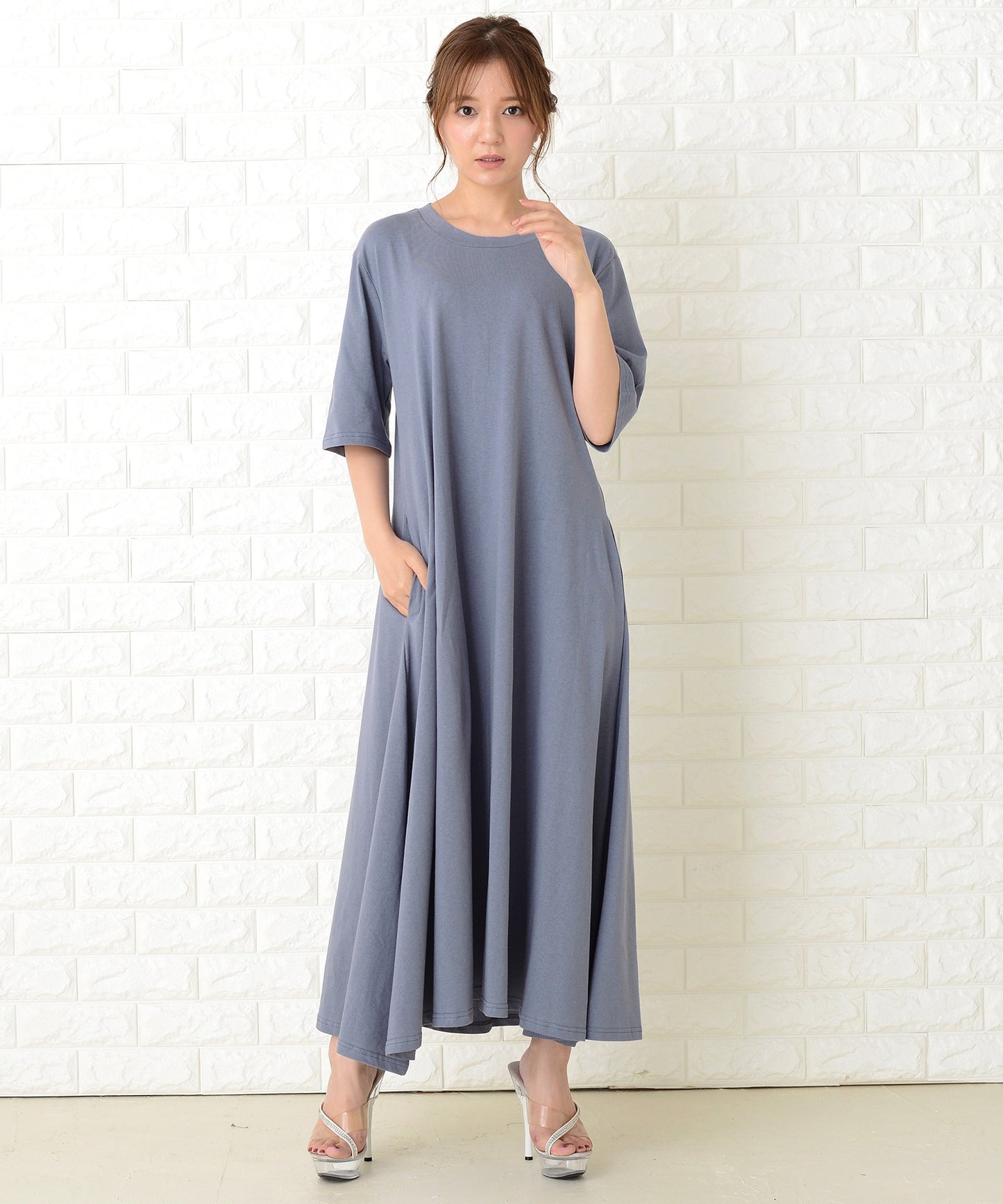 半袖ゆったりTシャツロングワンピース
