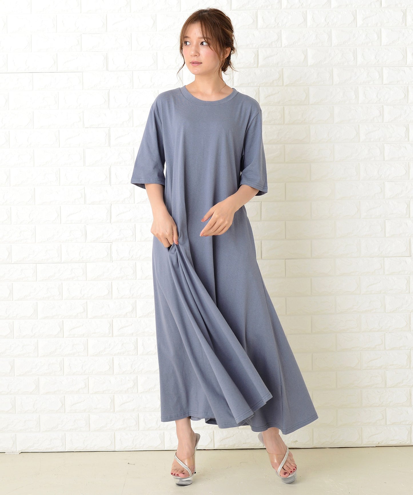 半袖ゆったりTシャツロングワンピース