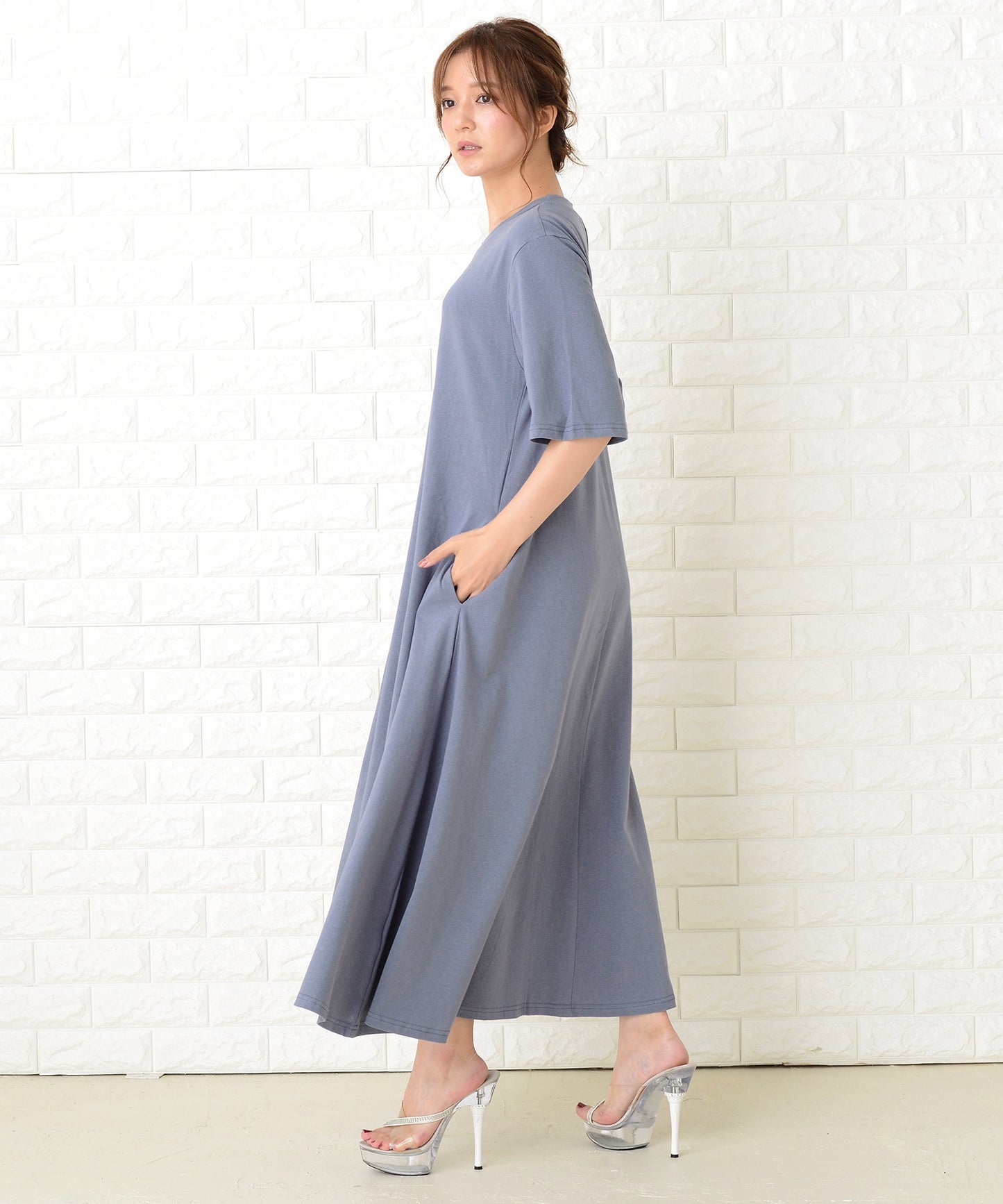半袖ゆったりTシャツロングワンピース