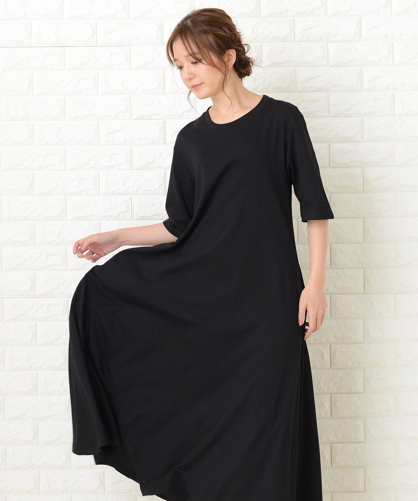 半袖ゆったりTシャツロングワンピース