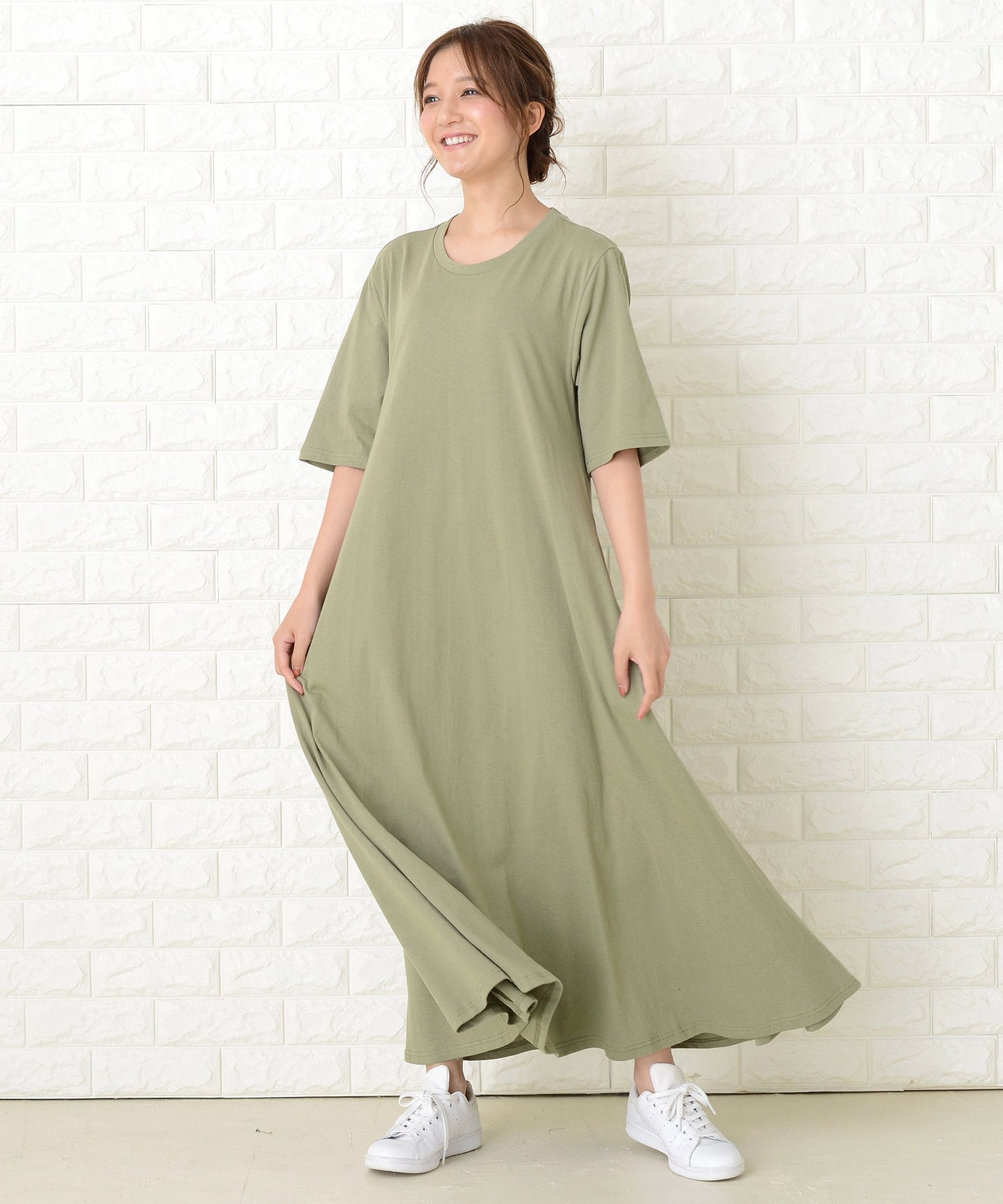 半袖ゆったりTシャツロングワンピース