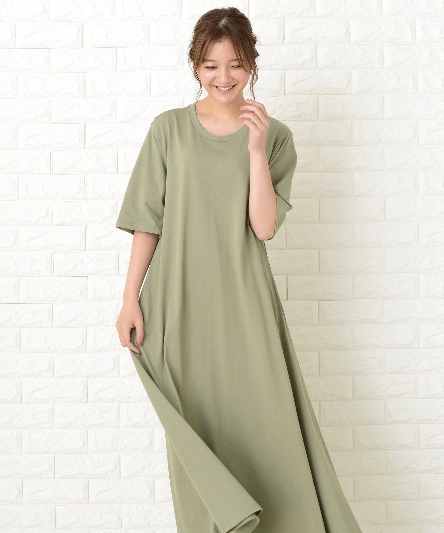 半袖ゆったりTシャツロングワンピース