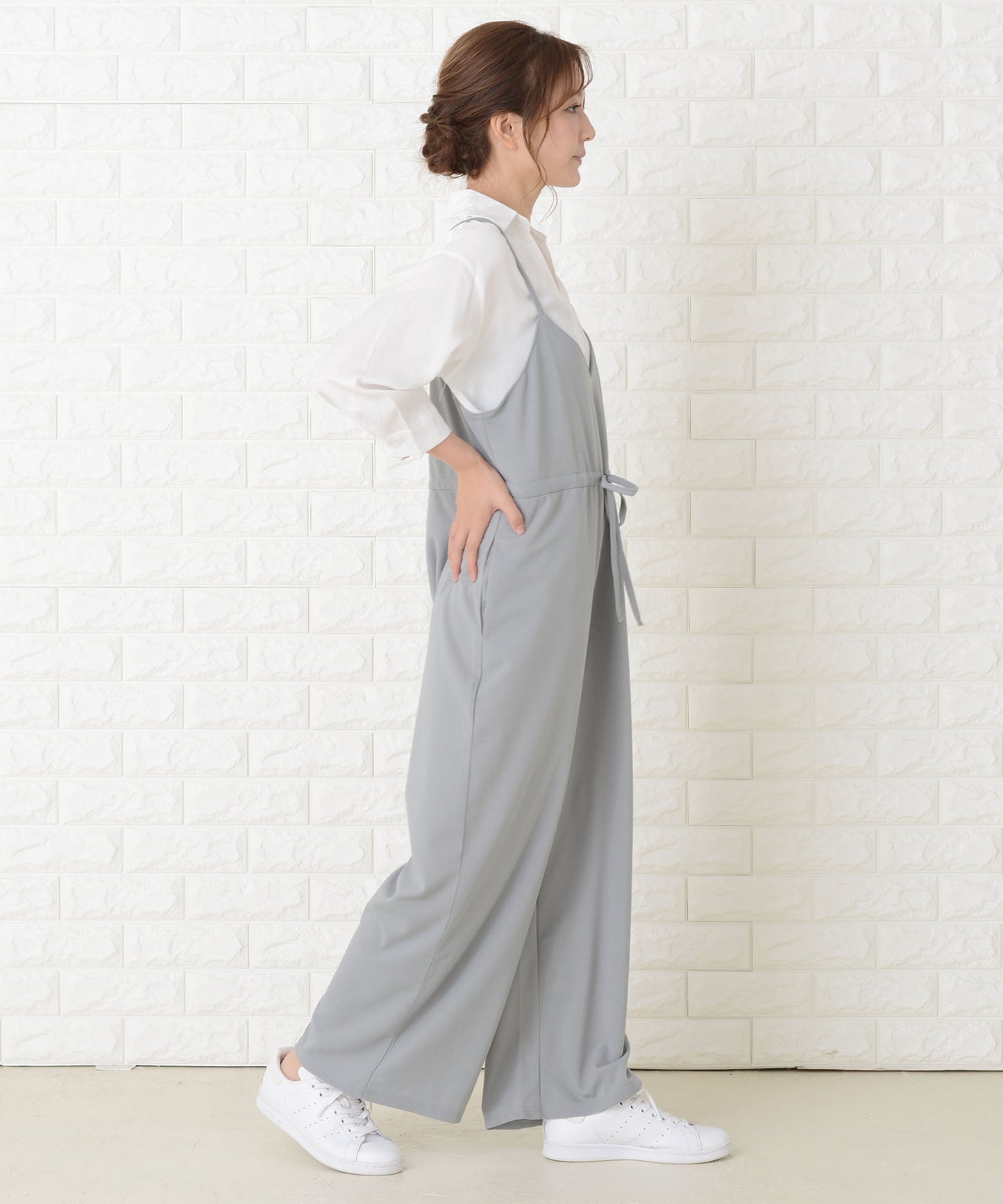 ゆったりワイドサロペット オールインワン・パンツ