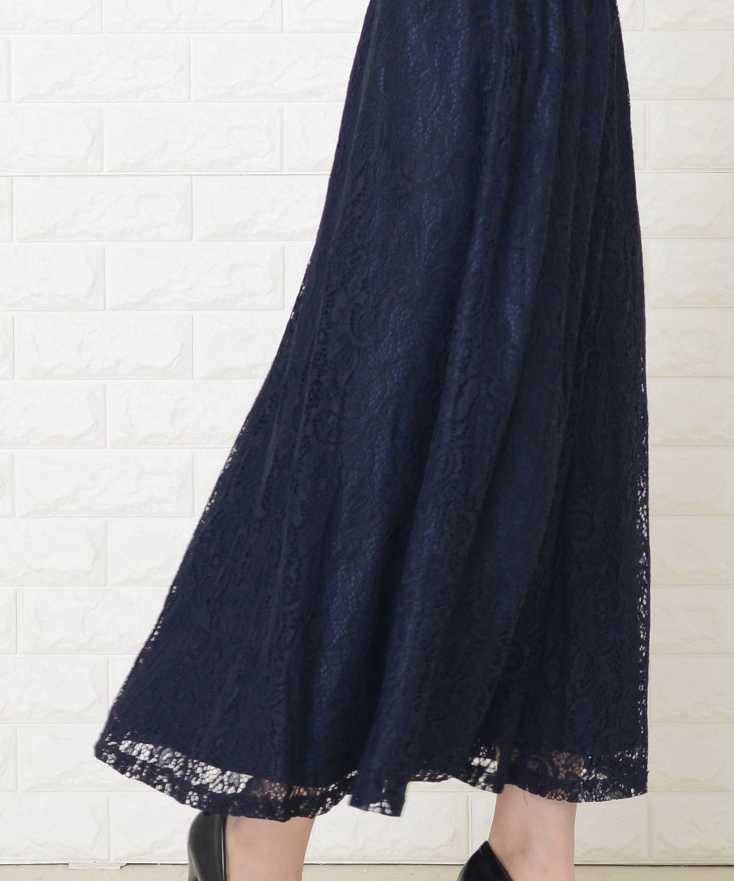 ペイズリー柄 総レース ウエストゴム仕様 ロングスカート