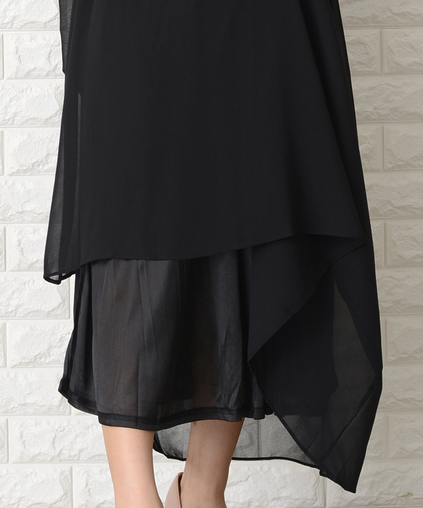 五分袖レース袖ロング丈ワンピース・ドレス