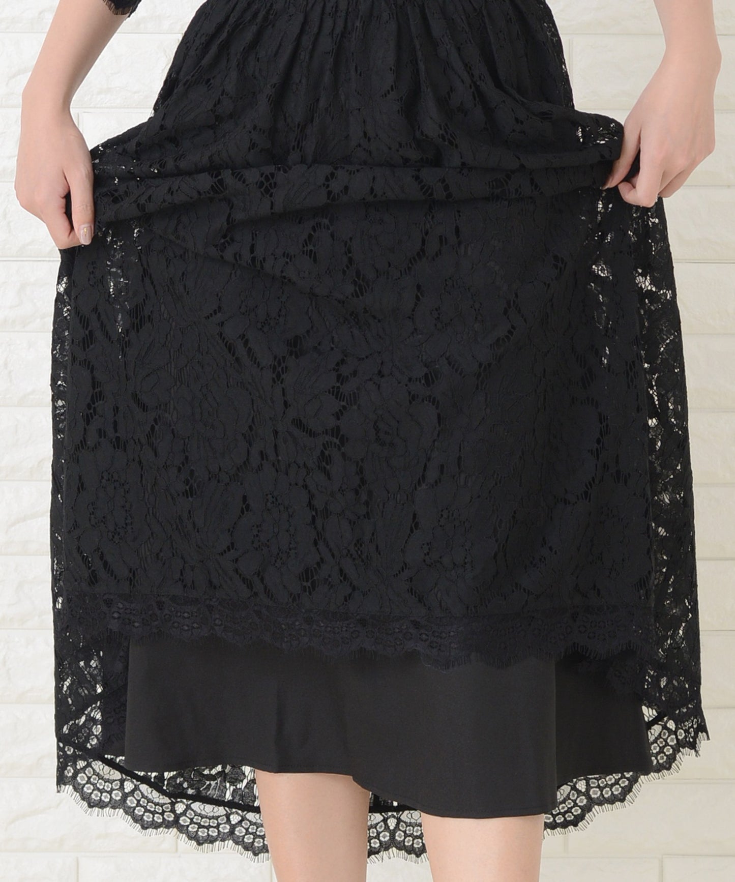 編み上げリボンミモレ丈 ワンピース・ドレス