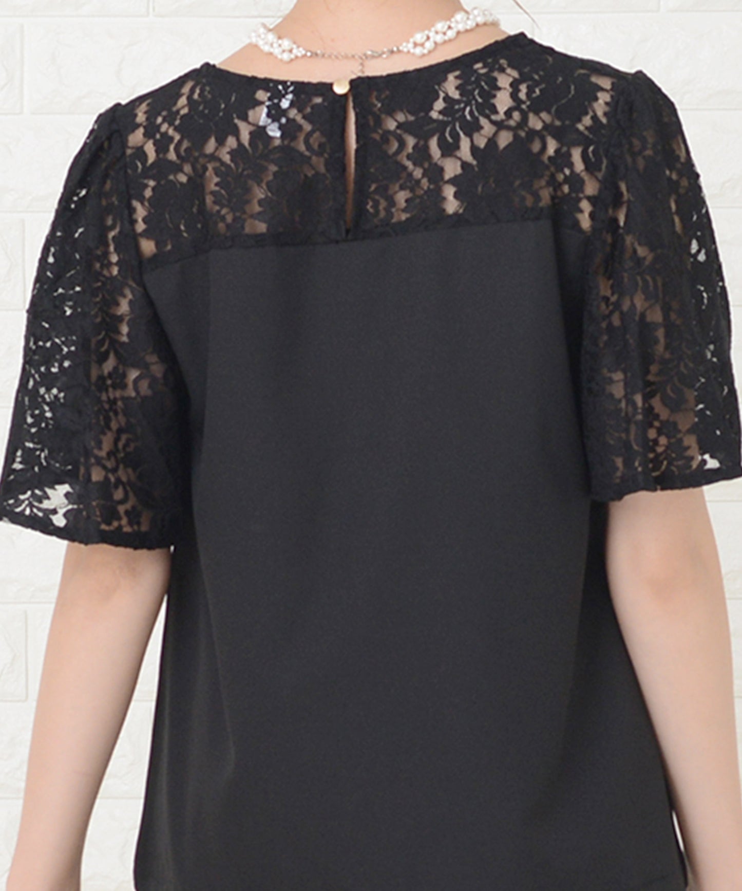 レース切り替え半袖パンツドレスセットアップ