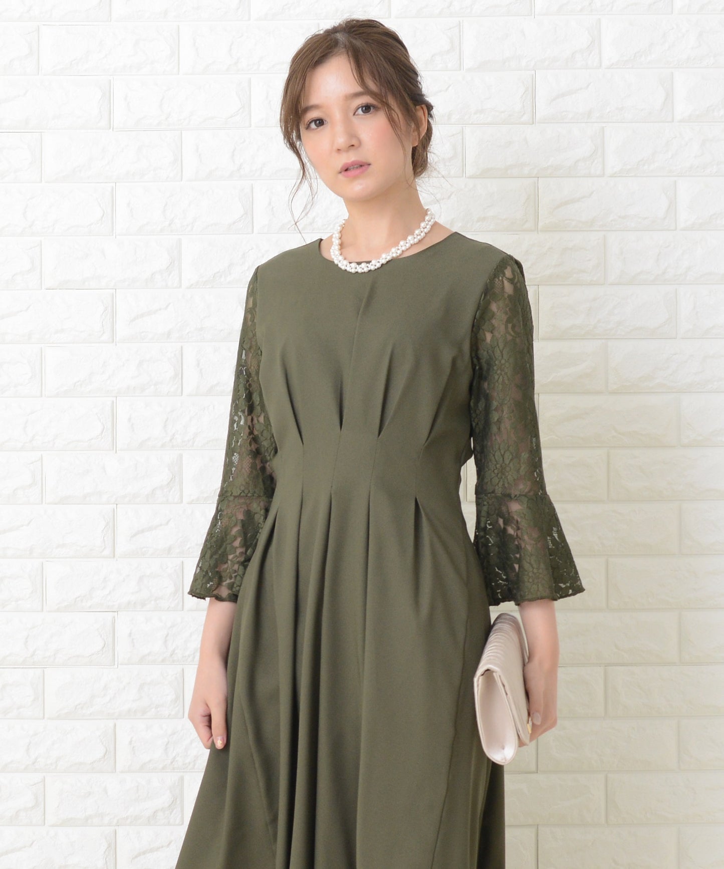 ウエストタック ロングワンピースドレス