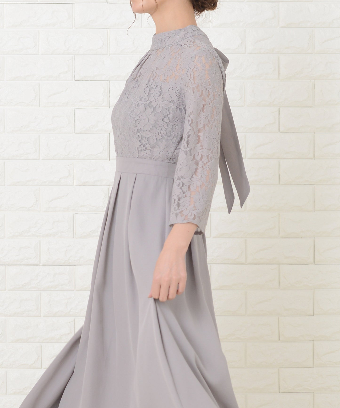 フィッシュテール レース袖 ワンピースドレス