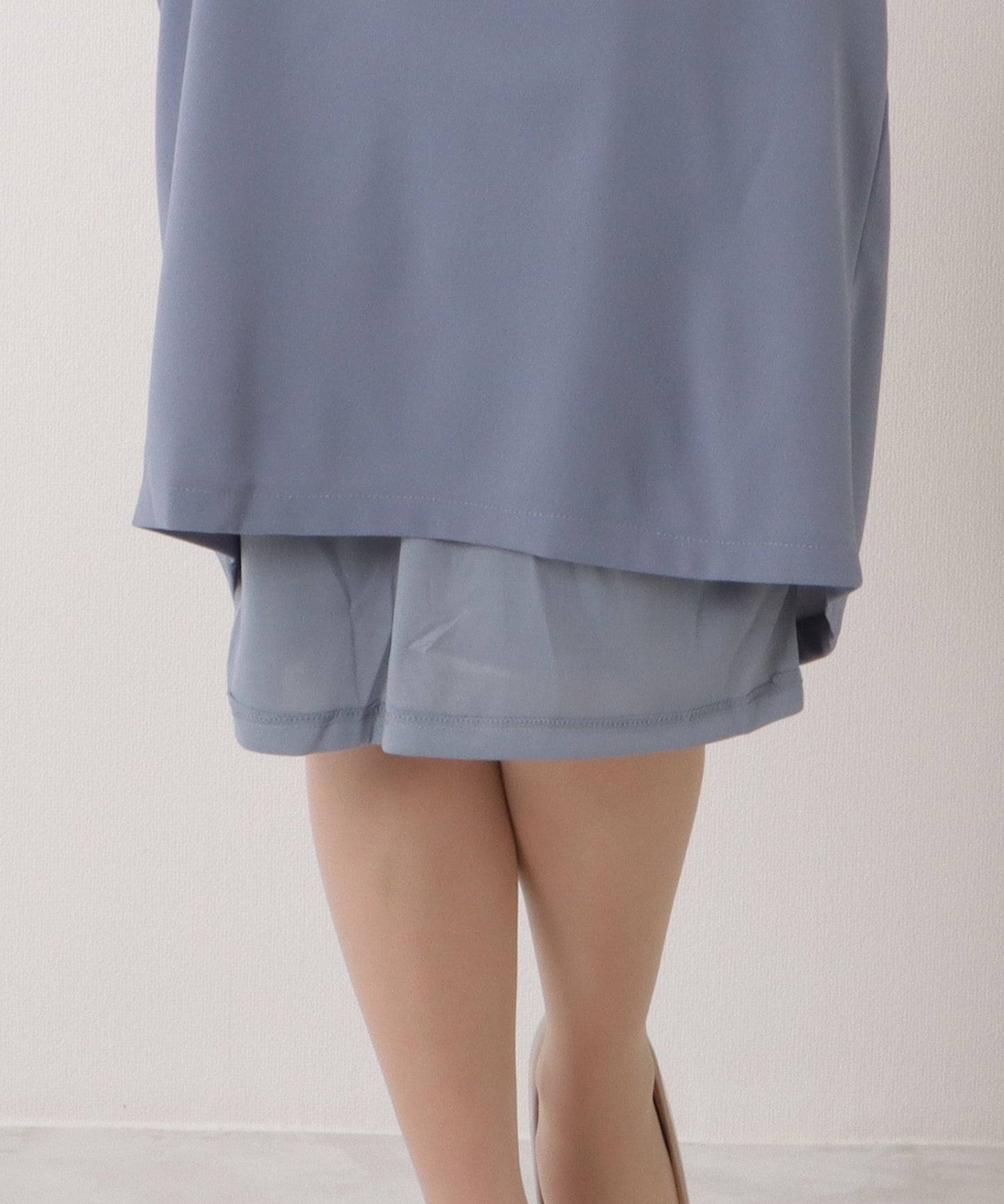 五分袖サテンレースワンピースドレス